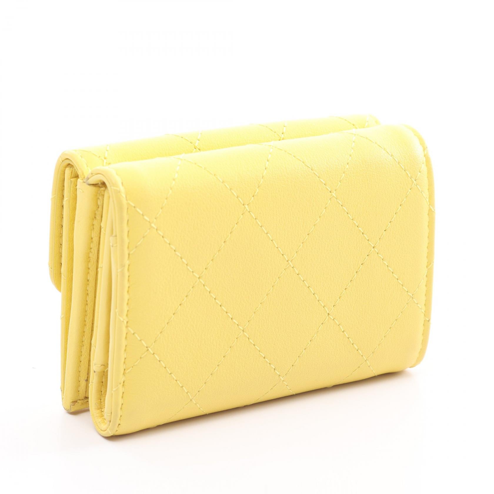 Chanel Leather Matelasse Tri-fold Wallet