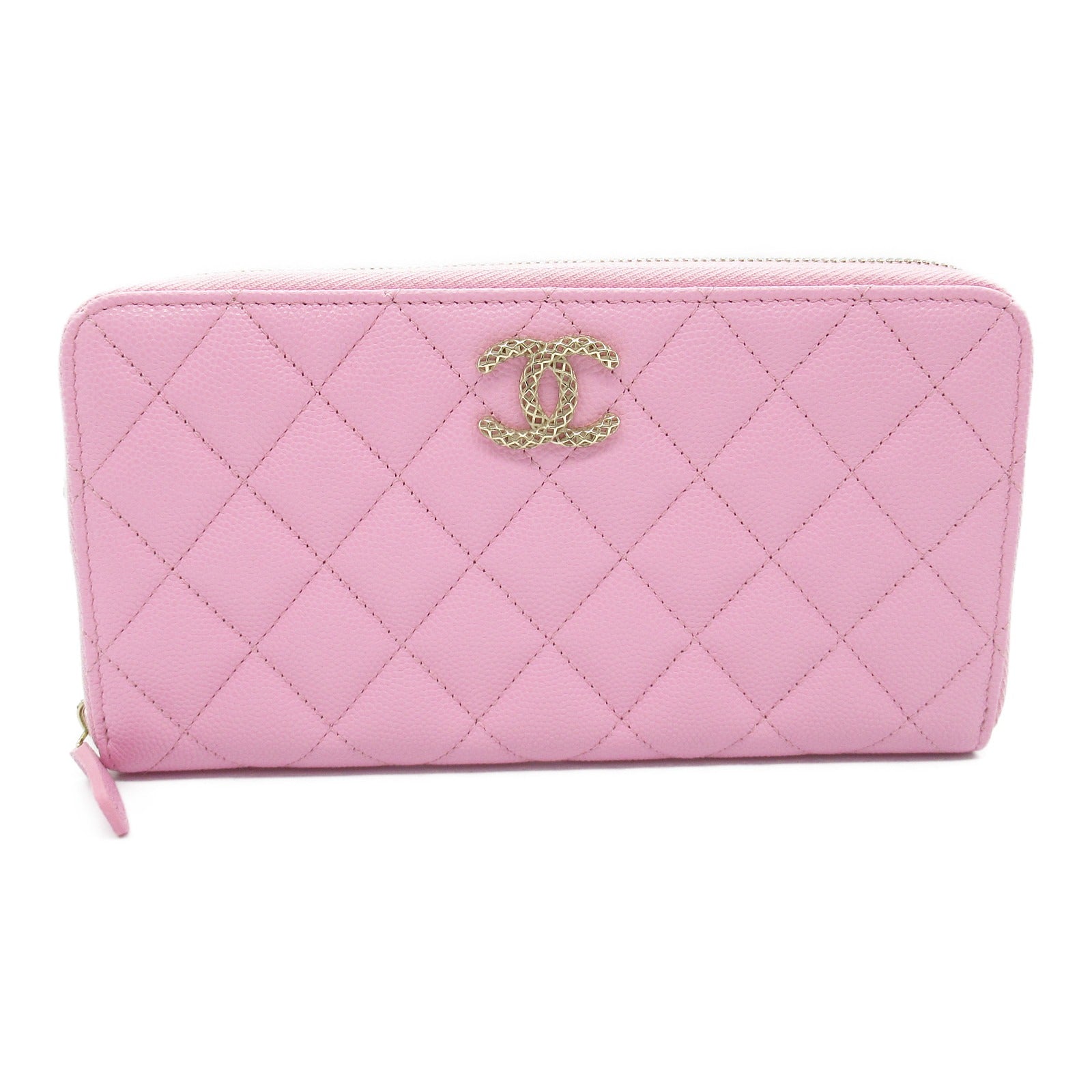 Chanel Matelasse Leather Long Wallet Pink