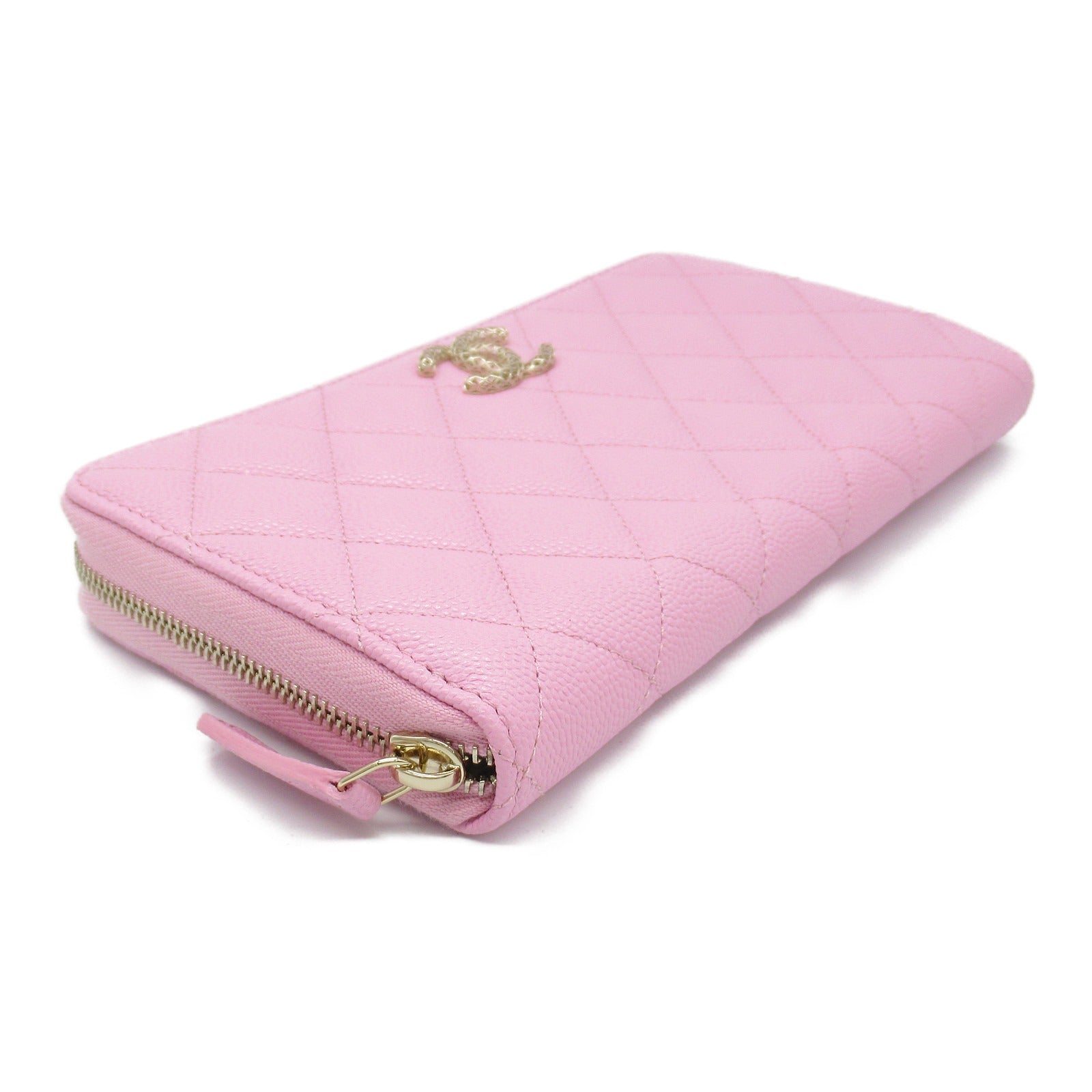 Chanel Matelasse Leather Long Wallet Pink