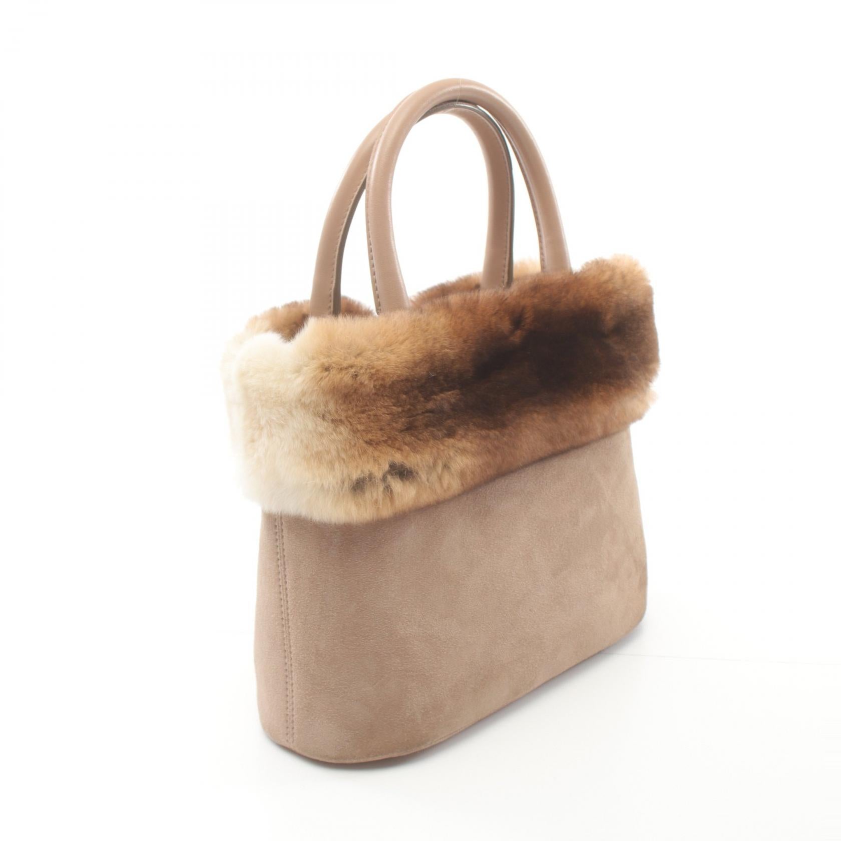 Salvatore Ferragamo Suede Leather Rabbit Fur Handbag