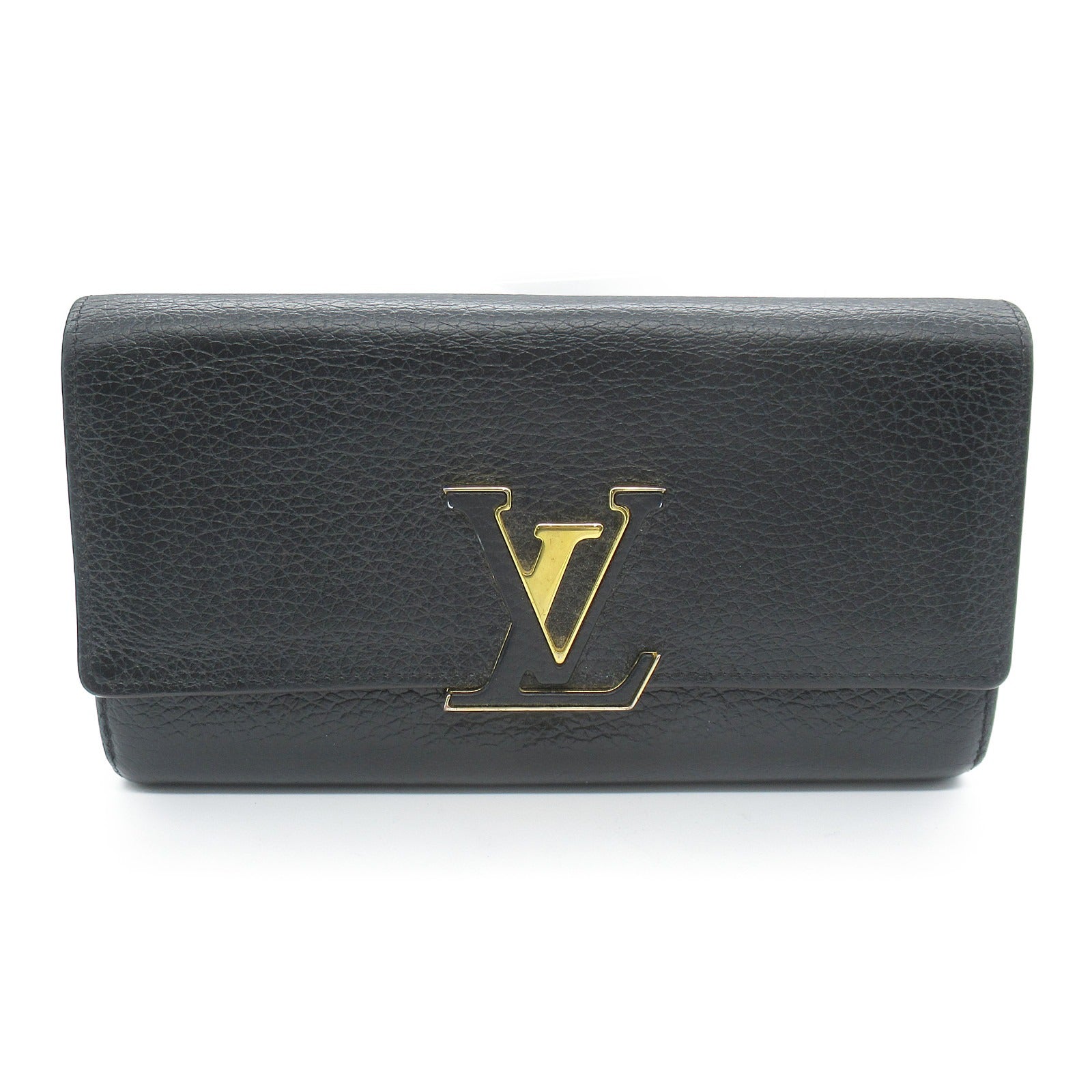 Louis Vuitton Capucines Round Wallet Leather Black M61248