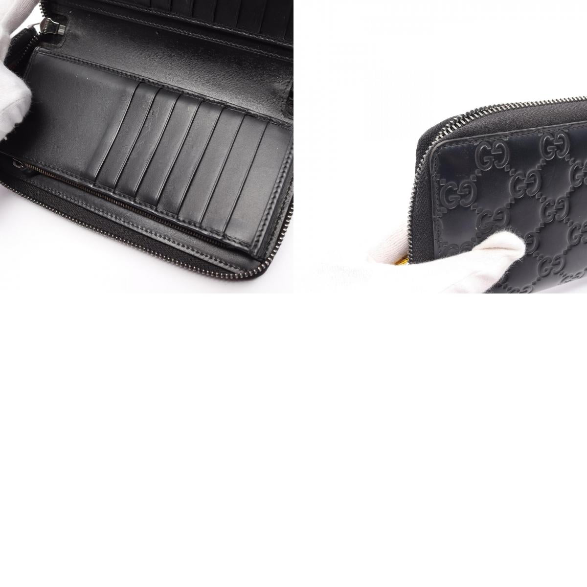 Gucci Leather Round Long Wallet Black