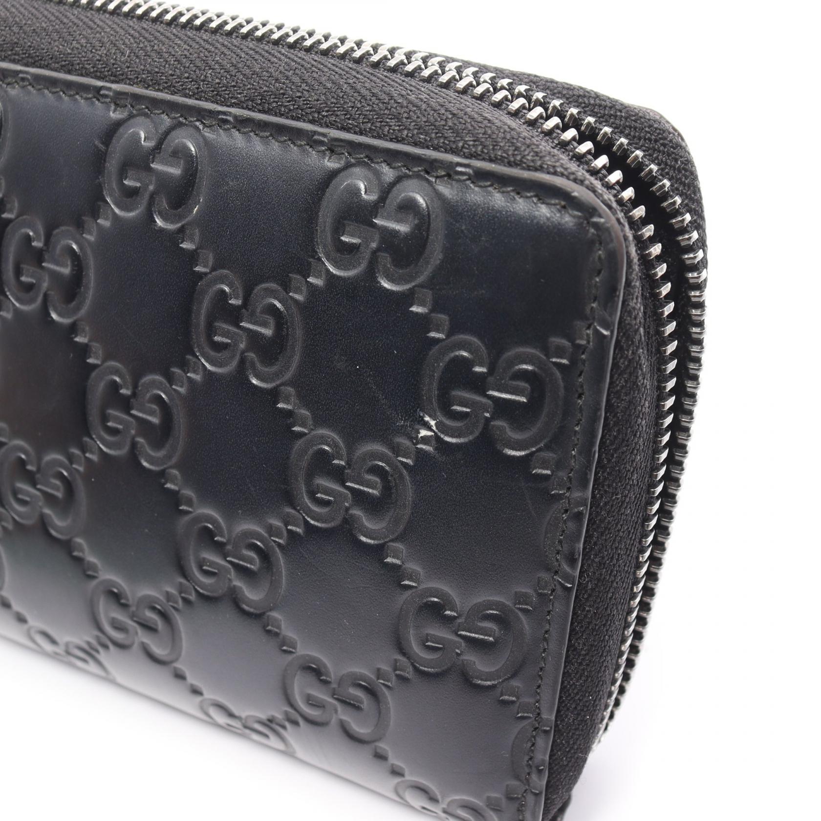 Gucci Leather Round Long Wallet Black