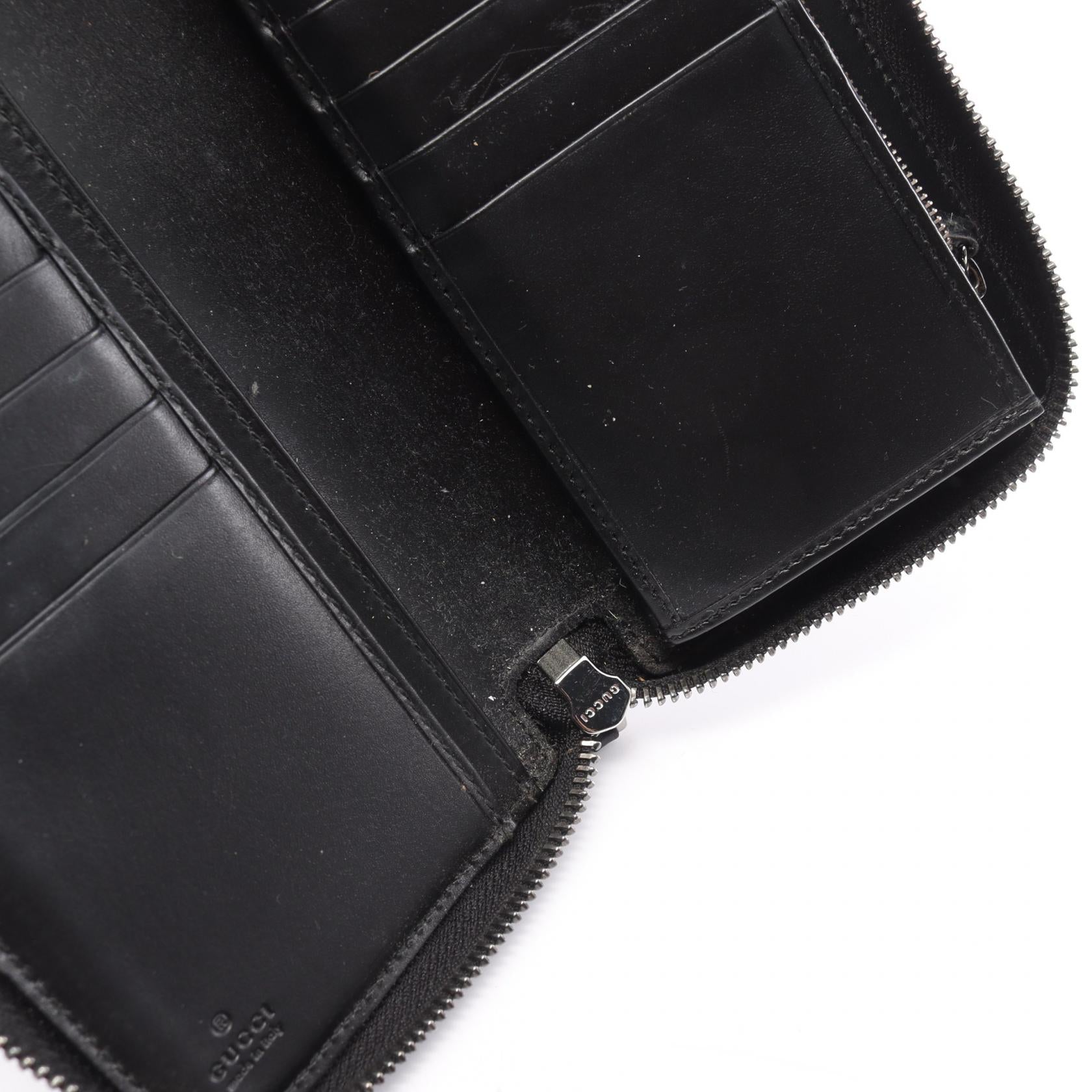 Gucci Leather Round Long Wallet Black