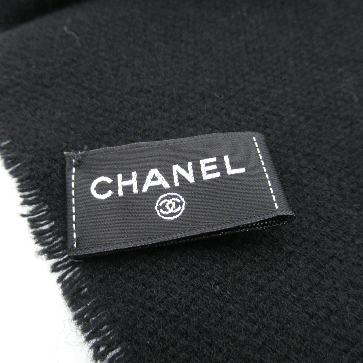 Chanel Wool Scarf Black Unisex