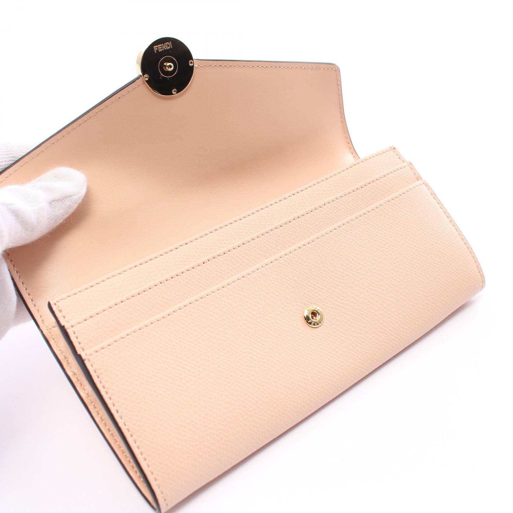 Fendi Leather Long Wallet Pink 8M0251