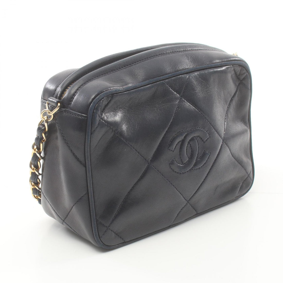 Chanel Lambskin Matelasse Shoulder Bag Navy