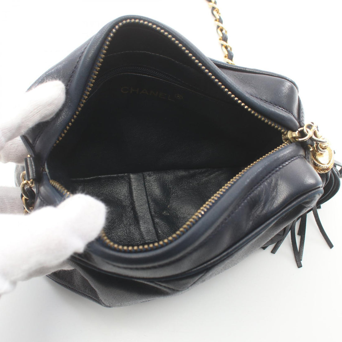 Chanel Lambskin Matelasse Shoulder Bag Navy