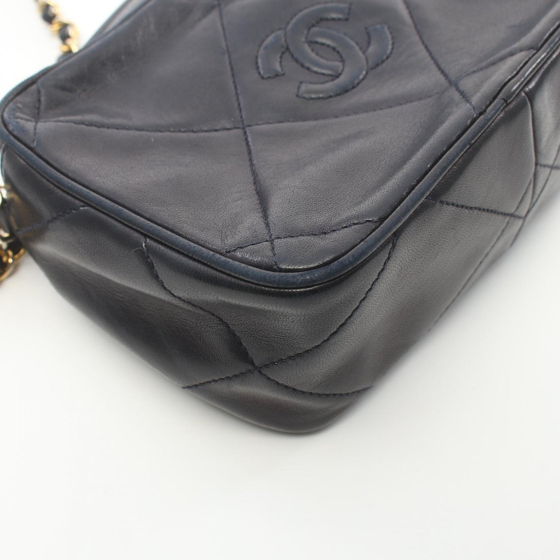 Chanel Lambskin Matelasse Shoulder Bag Navy