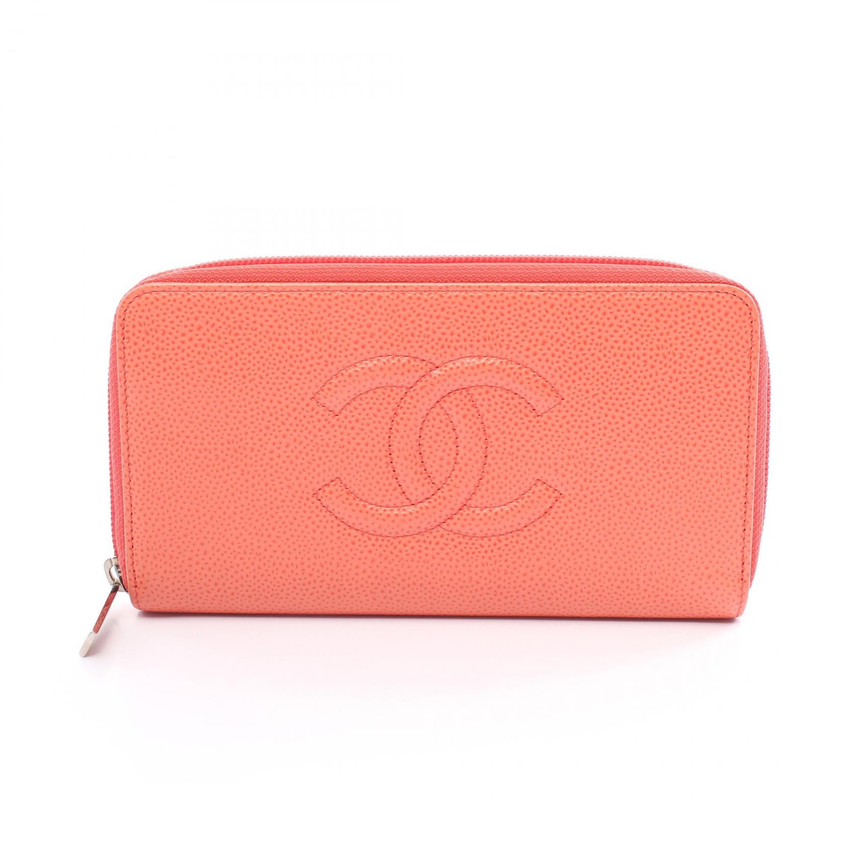 Chanel Coco Mark Round Zipper Long Wallet Leather Long Wallet A50071 in Great Condition