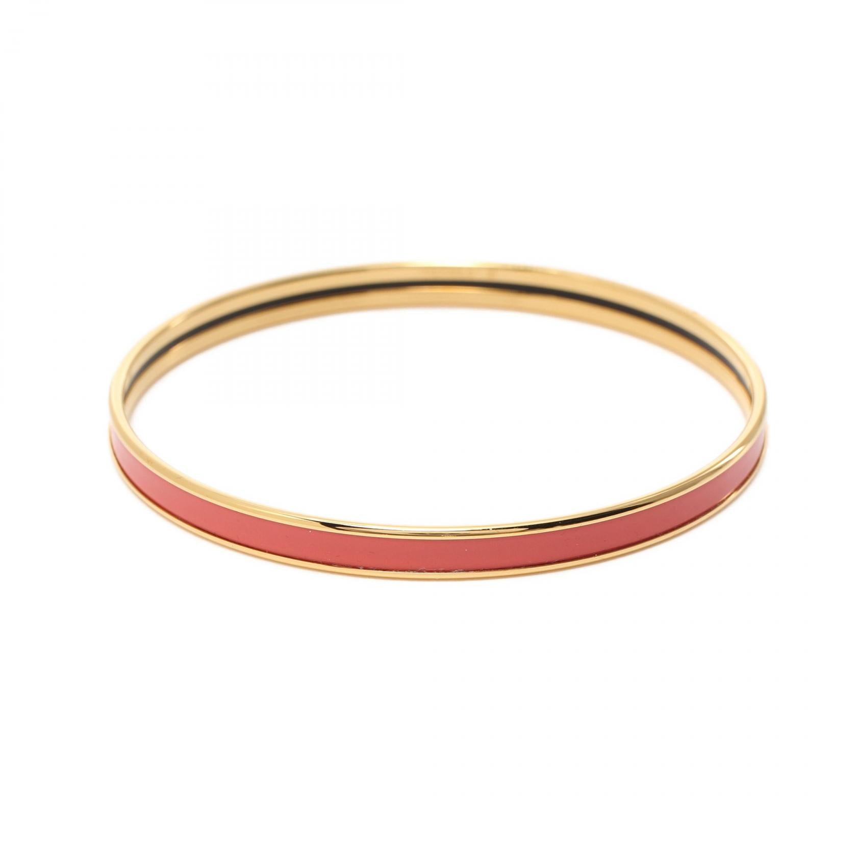 Hermes Uni Bracelet Bangle Gold Enamel Leather