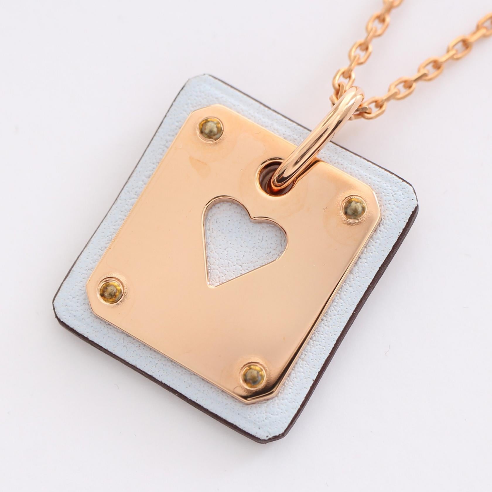 Hermes As de Coeur PM Necklace Gold/Blue