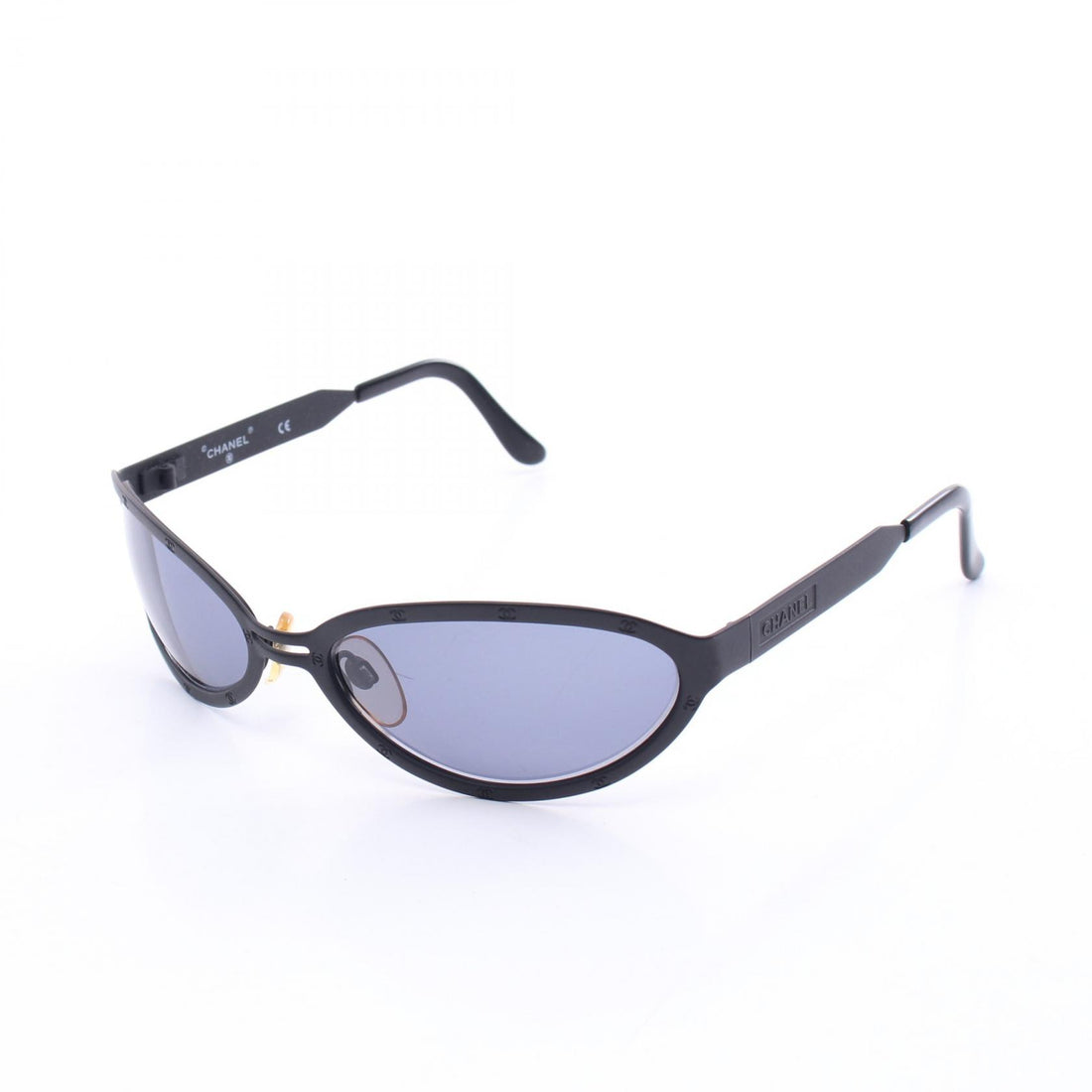 Chanel Coco Mark Sunglasses Black Metal Plastic