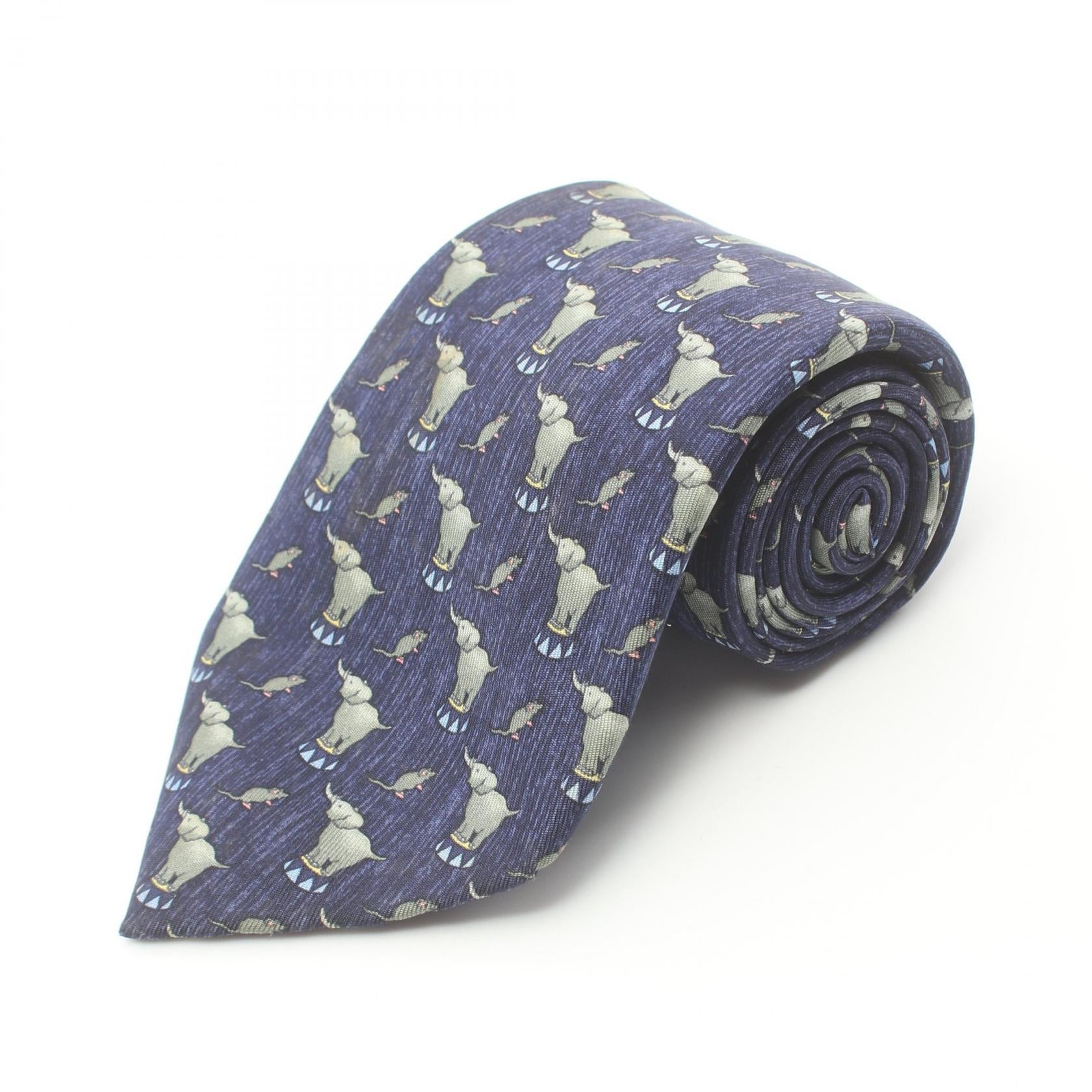 Hermes Silk Tie Navy Multicolor