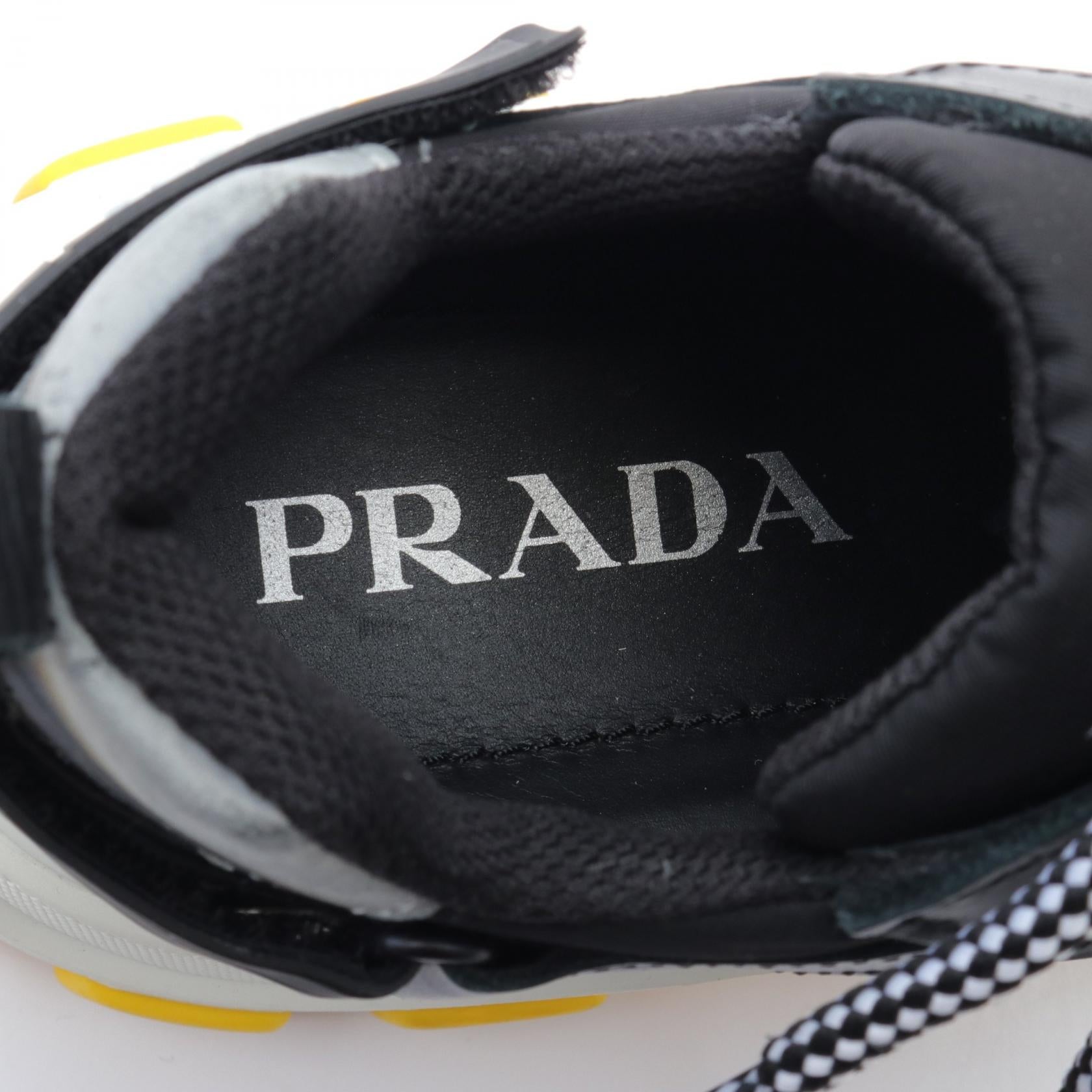 Prada Leather Fabric Block Sneakers 1E586L