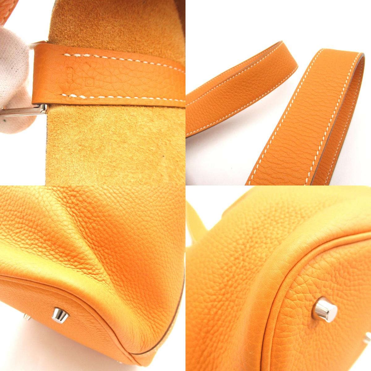 Hermes Picotin Lock GM Handbag Orange Leather