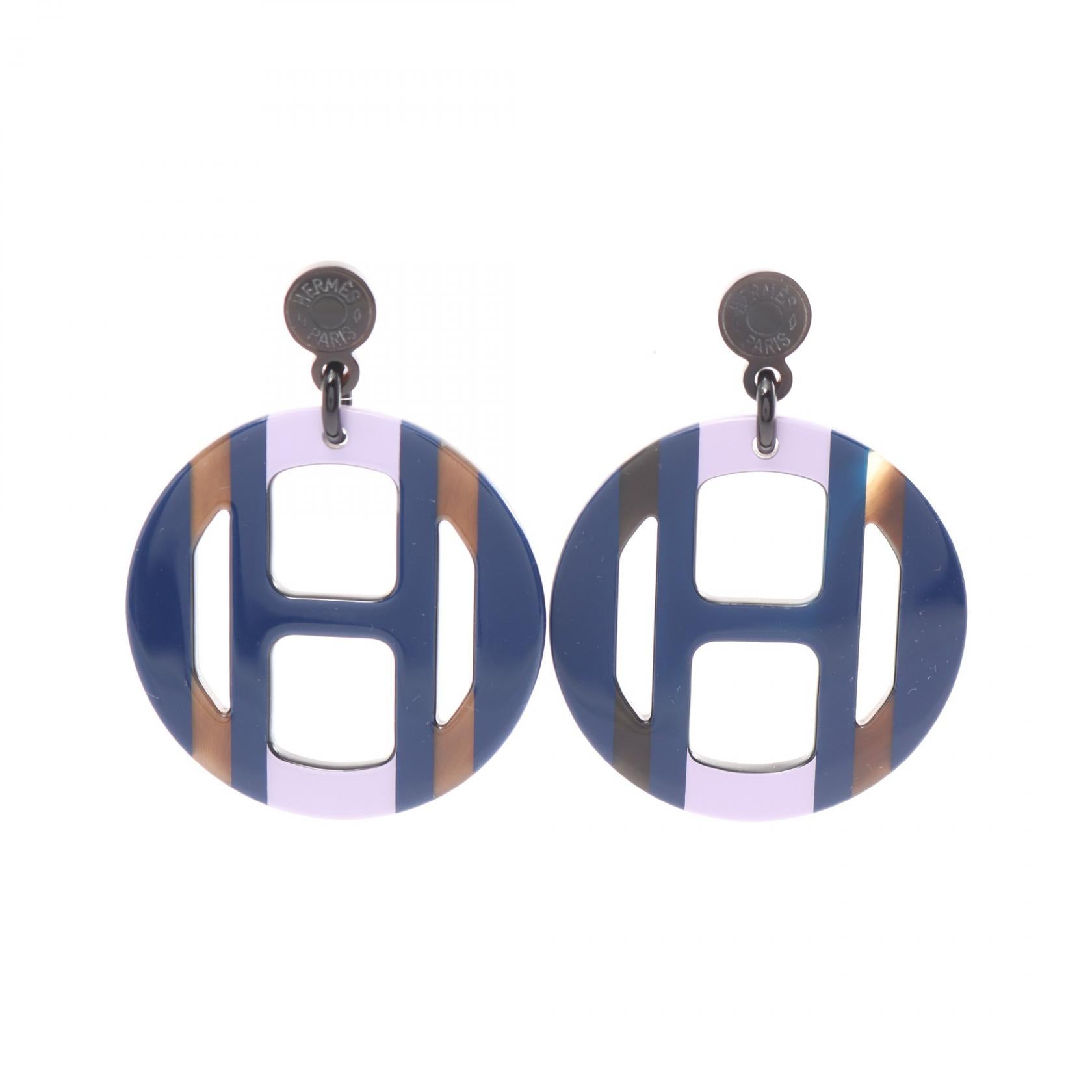 Hermes H Equip Earrings Buffalo Horn