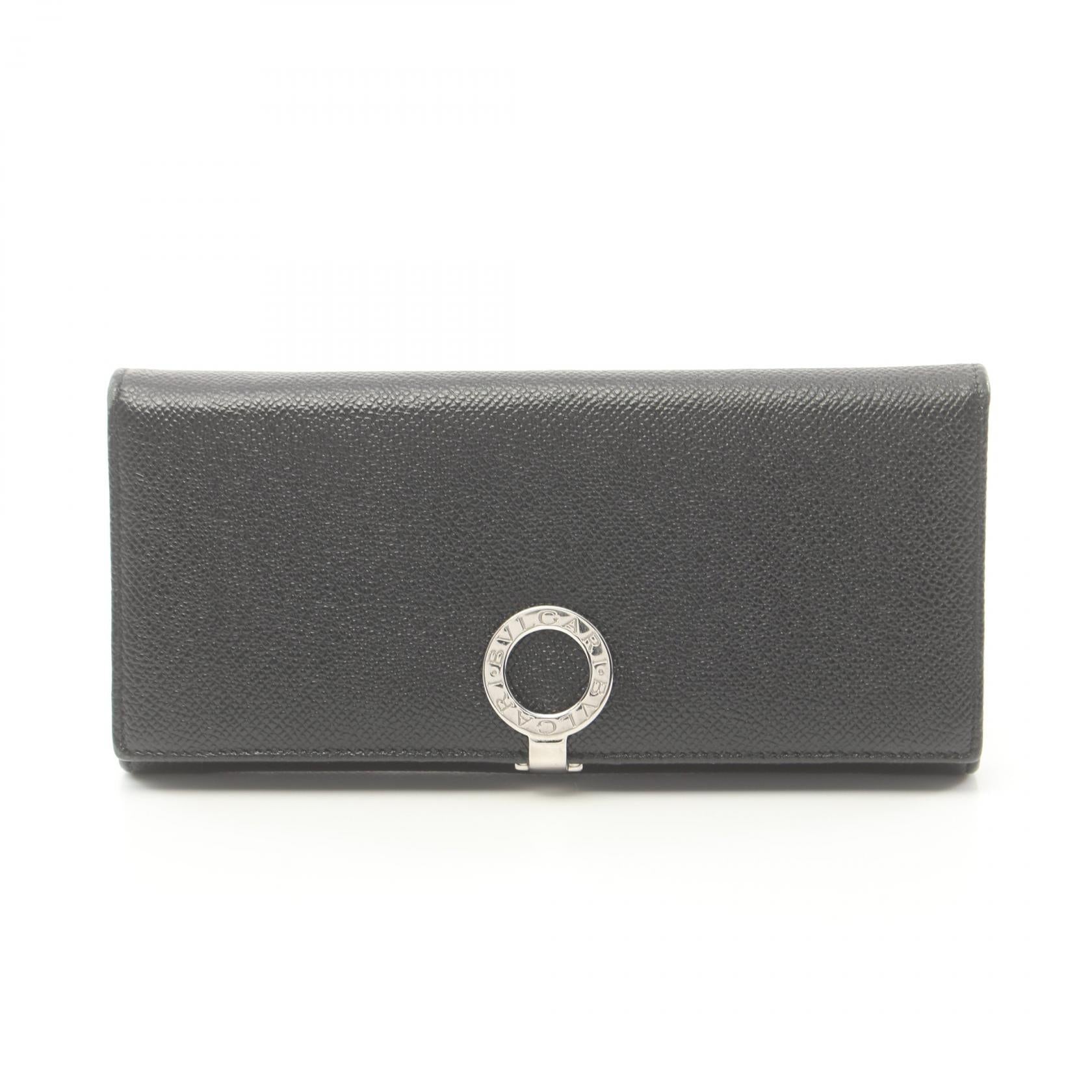 Bvlgari Logo Clip Double Hook Long Wallet Leather Long Wallet 2118400143611 in Very Good Condition