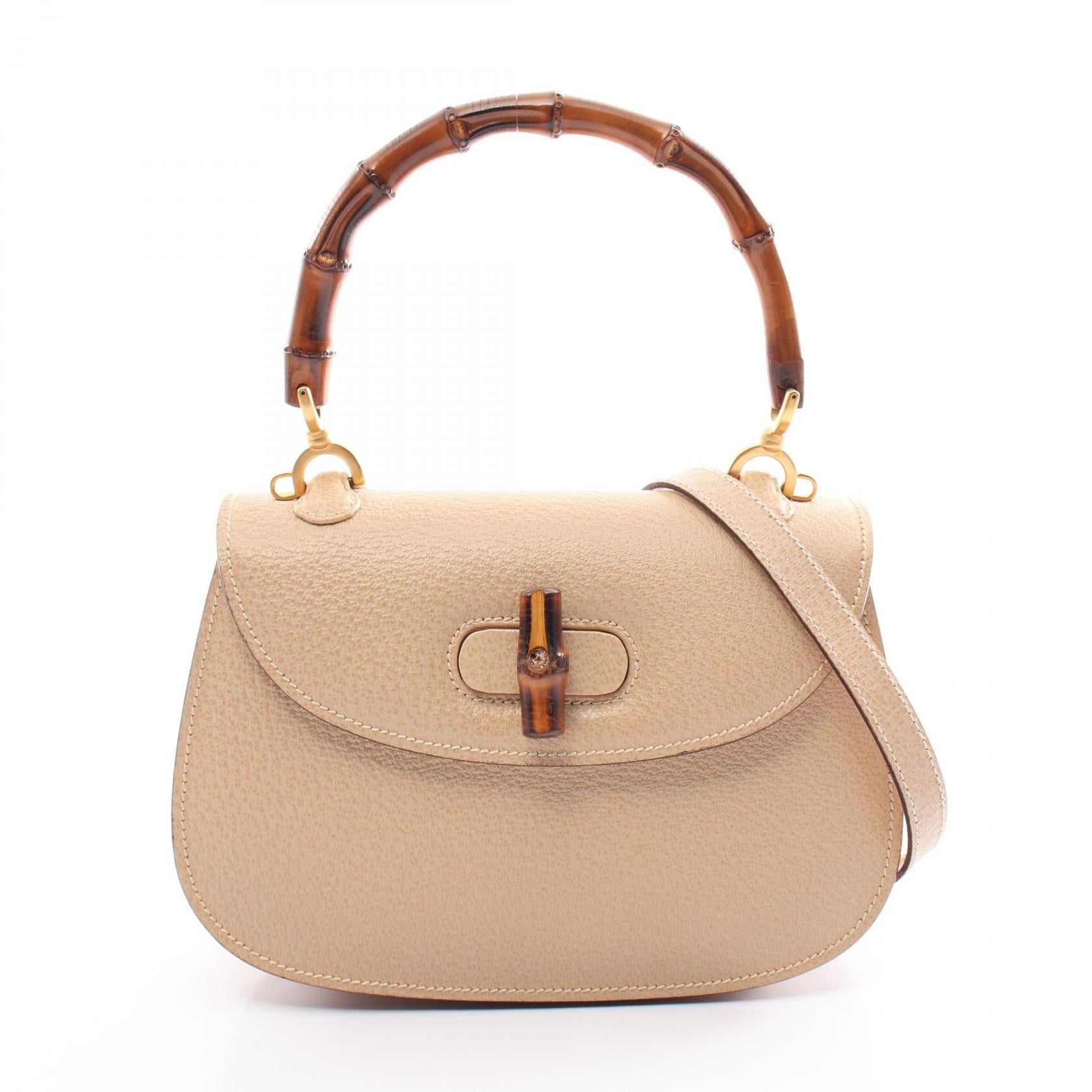 Gucci Bamboo Leather Handbag Beige