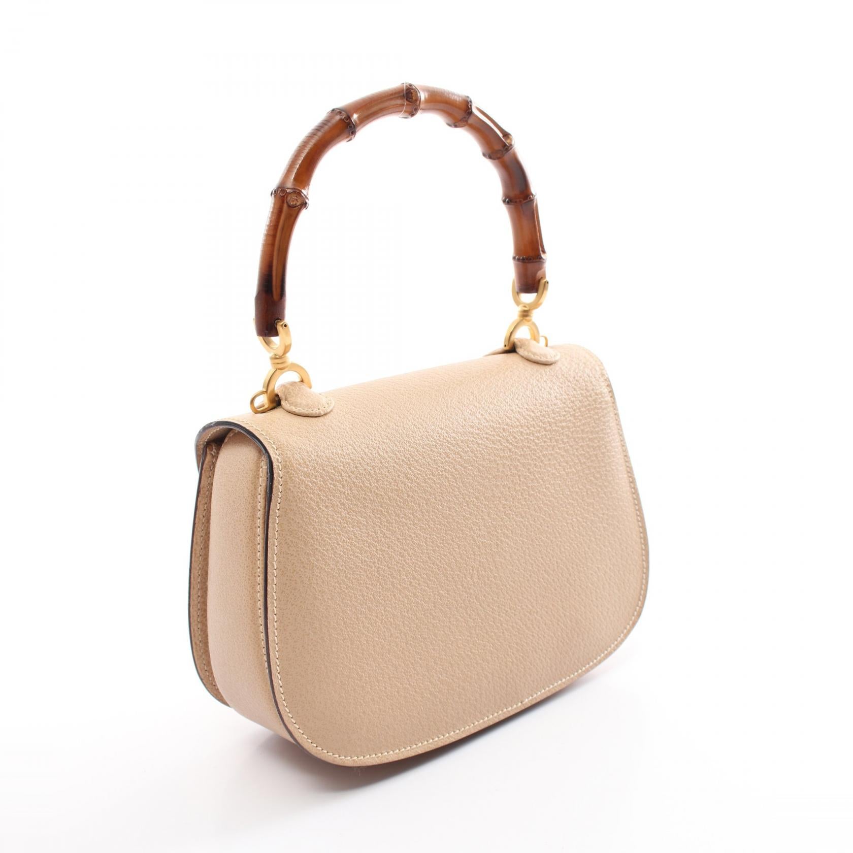 Gucci Bamboo Leather Handbag Beige