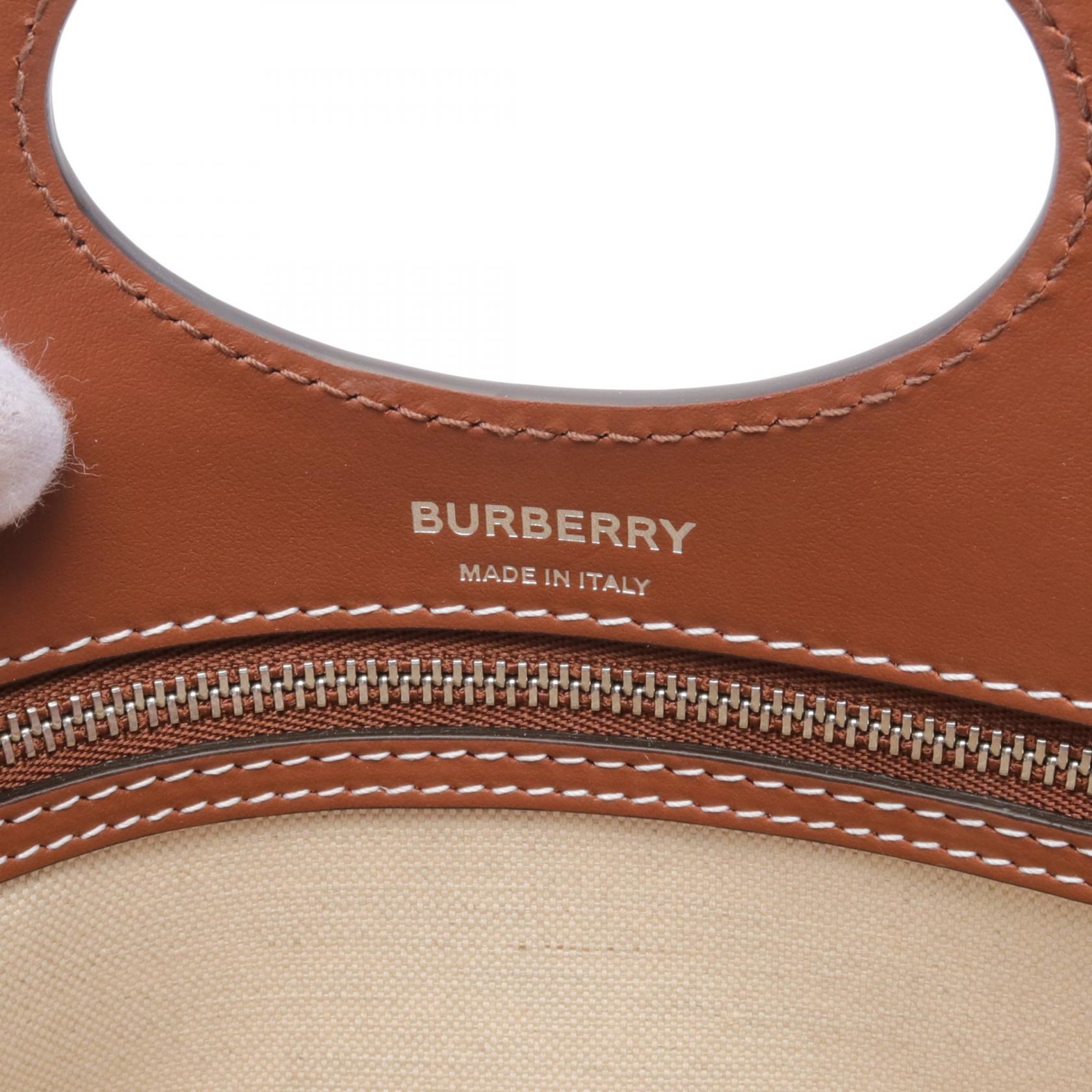 Burberry Micro Pocket Canvas Leather Handbag