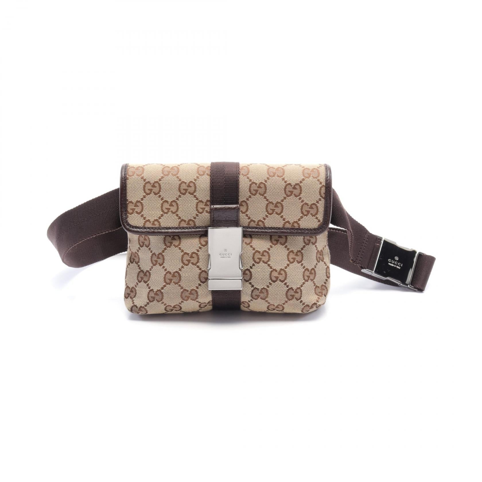 Gucci Canvas Leather Waist Bag 131236