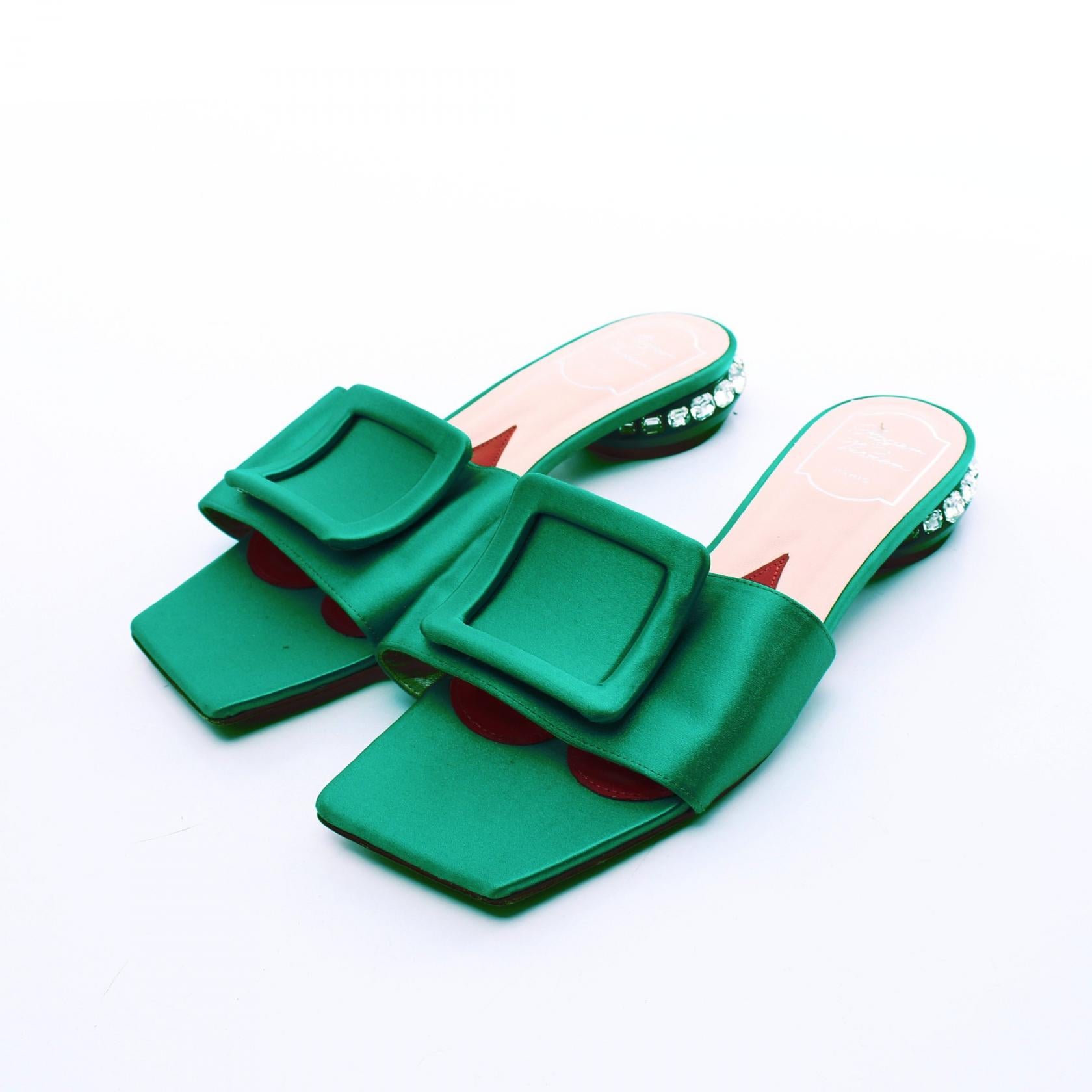 Roger Vivier Strass Heel Buckle Mules