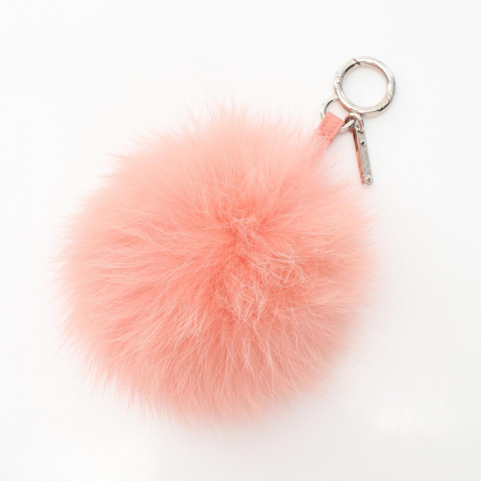 Fendi Leather Fur Charm Pink