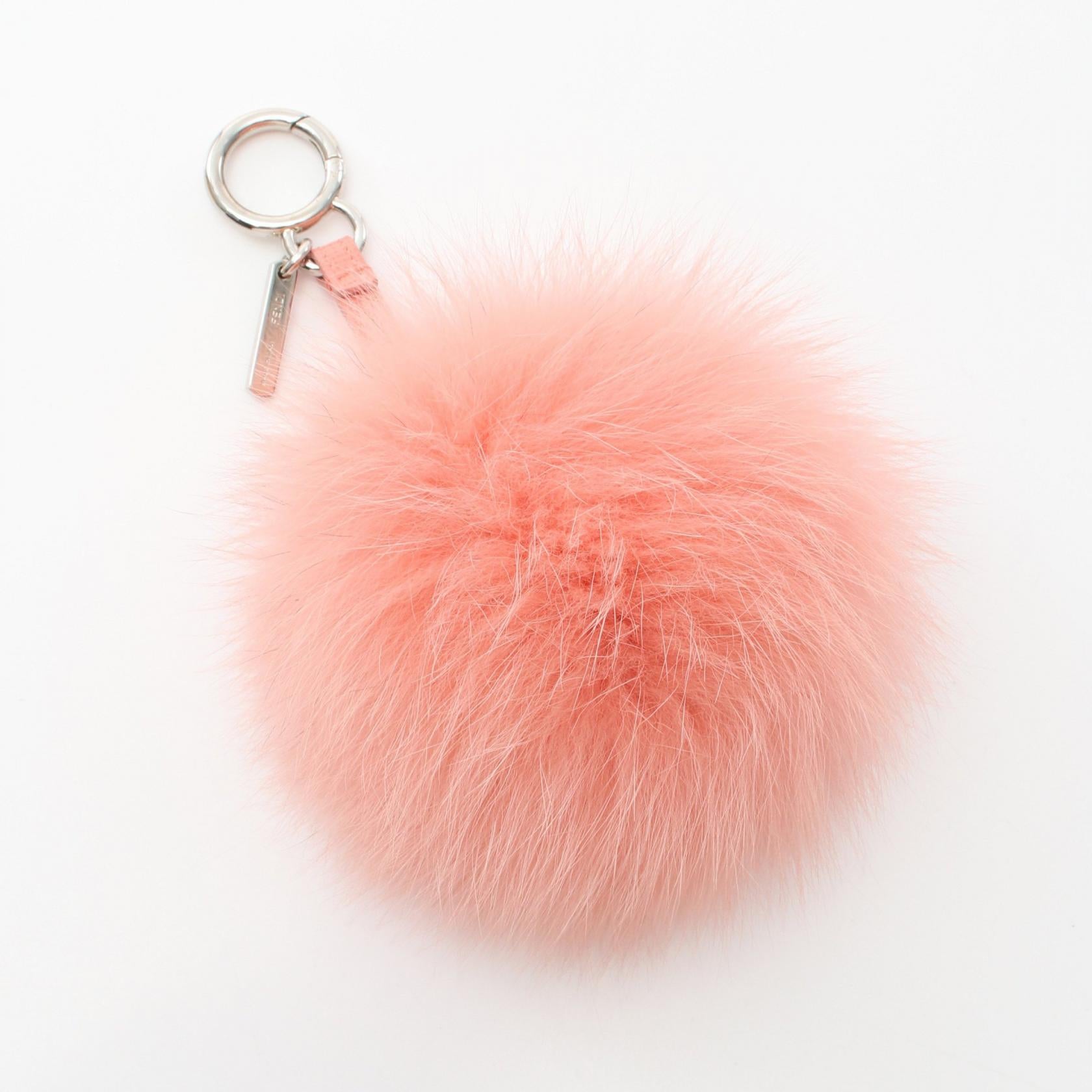 Fendi Leather Fur Charm Pink