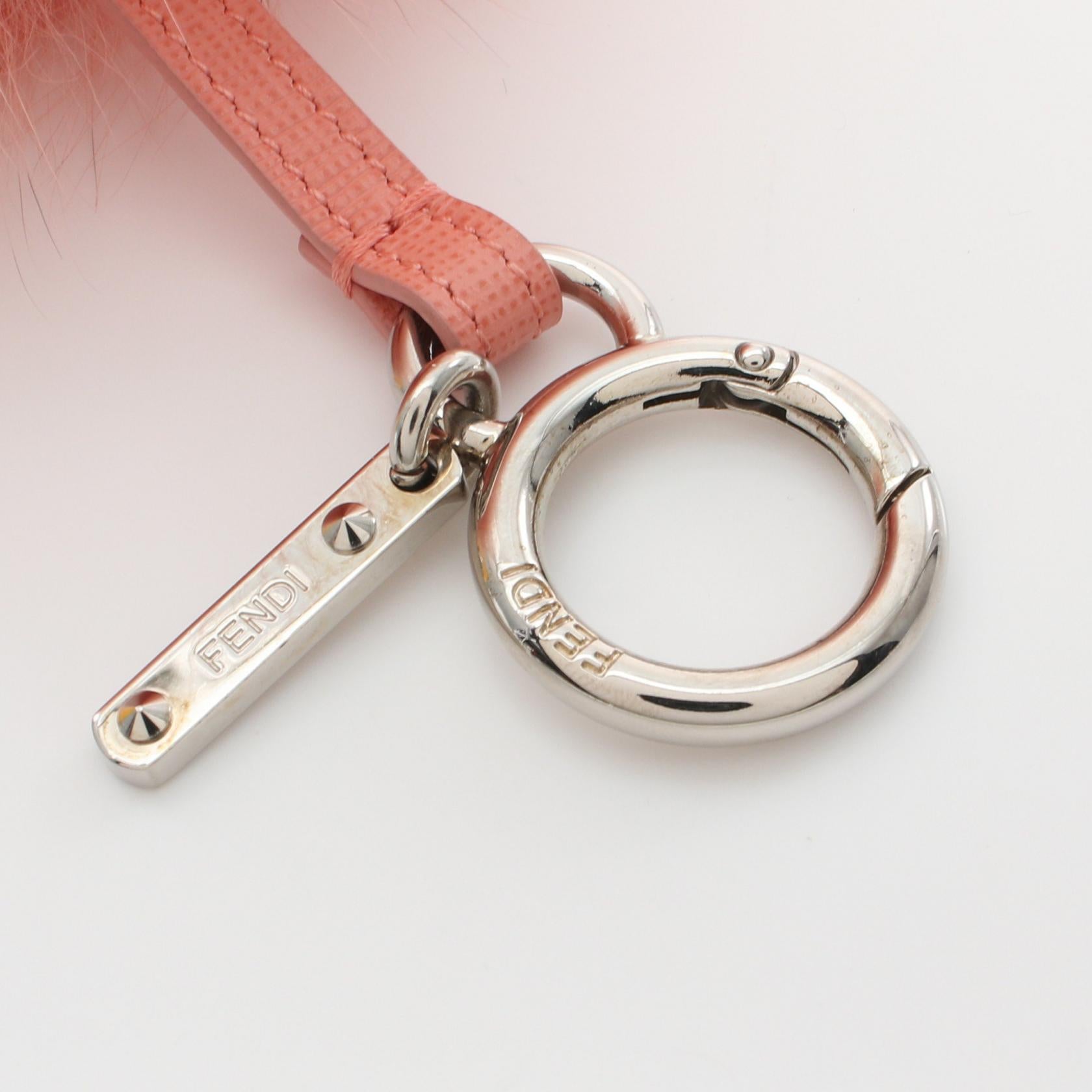 Fendi Leather Fur Charm Pink