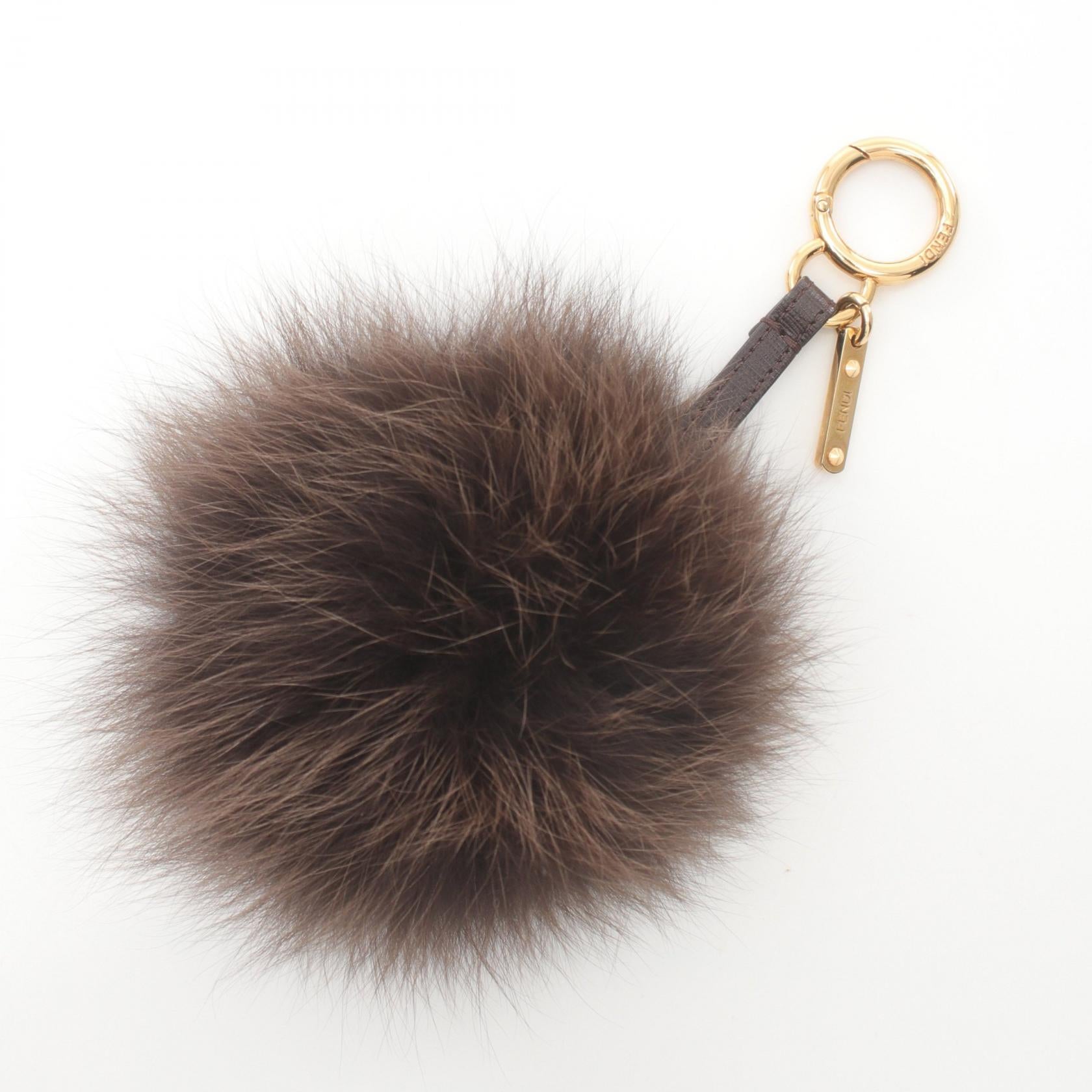 Fendi Leather Fox Fur Pom Pom Charm