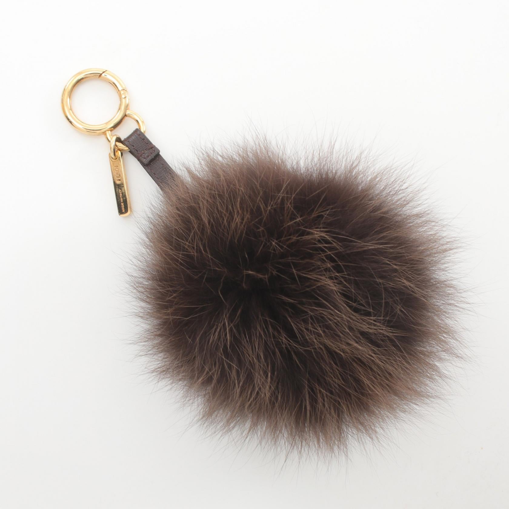 Fendi Leather Fox Fur Pom Pom Charm