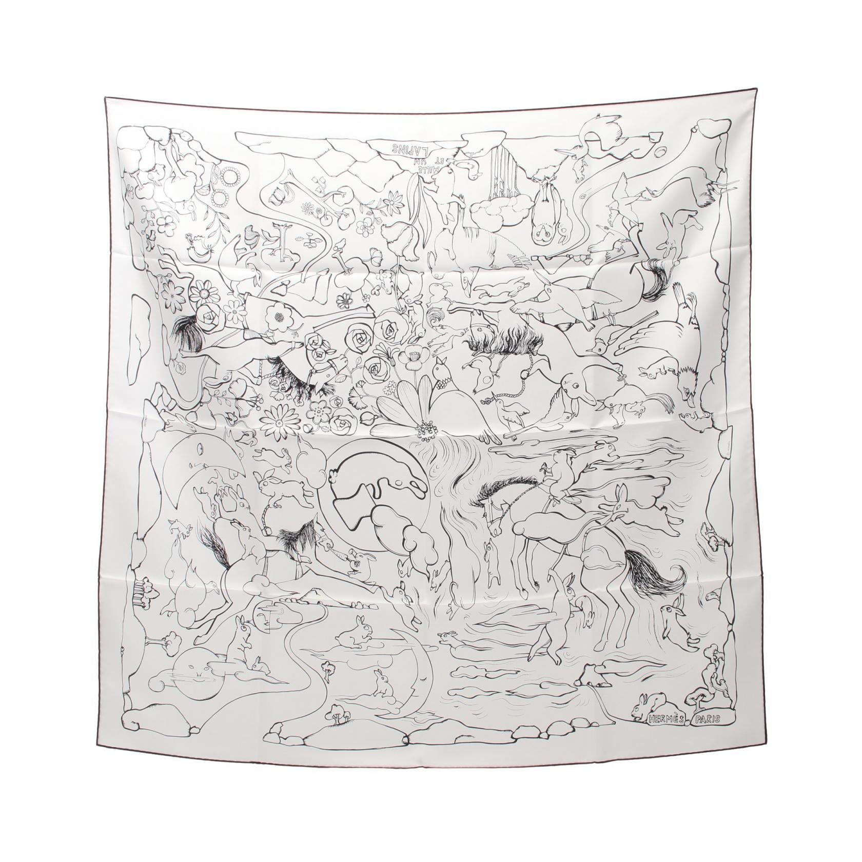 Hermes Silk Scarf MILLE ET UN LAPINS