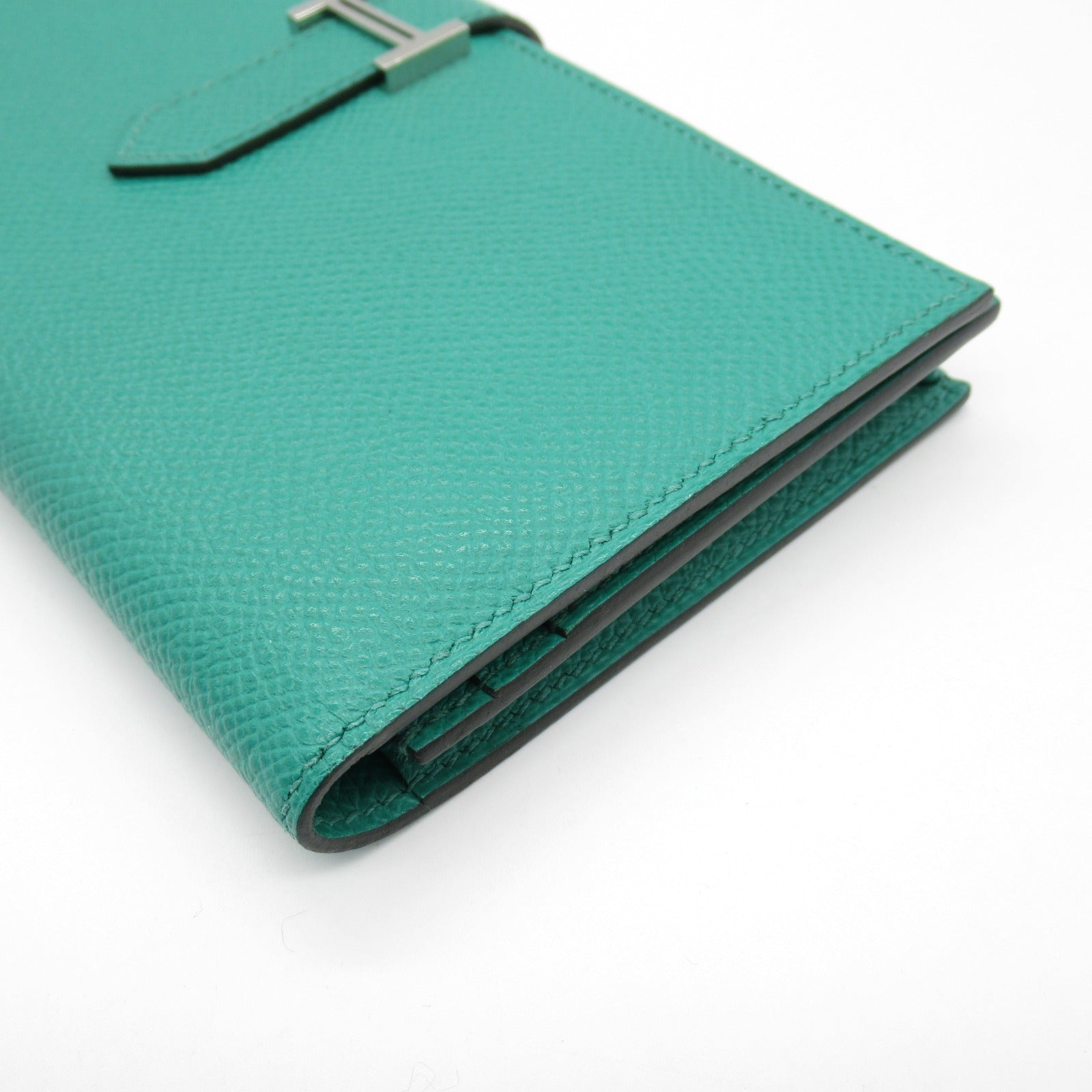 Hermes Bearn Souffle Green Leather Wallet