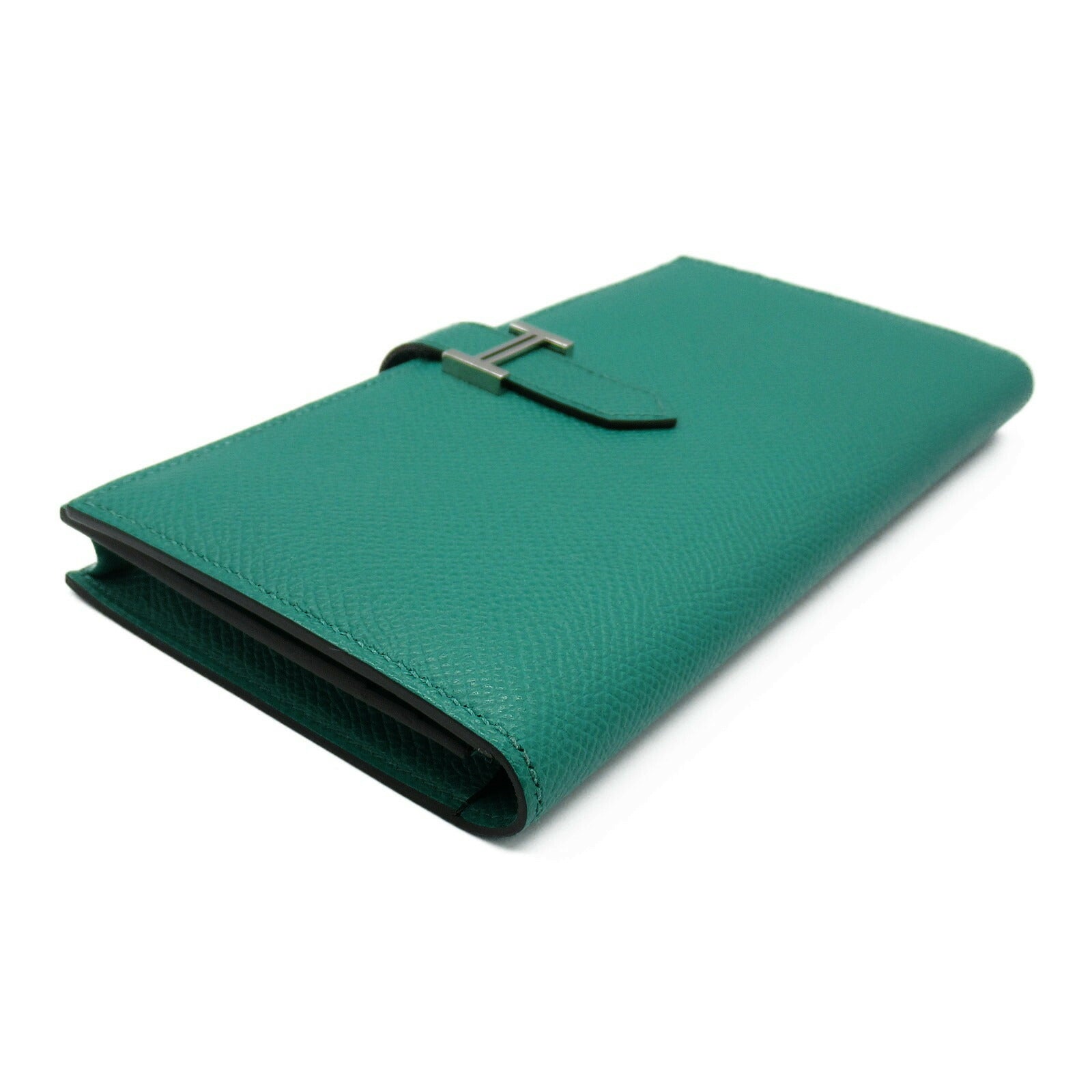 Hermes Bearn Souffle Green Leather Wallet