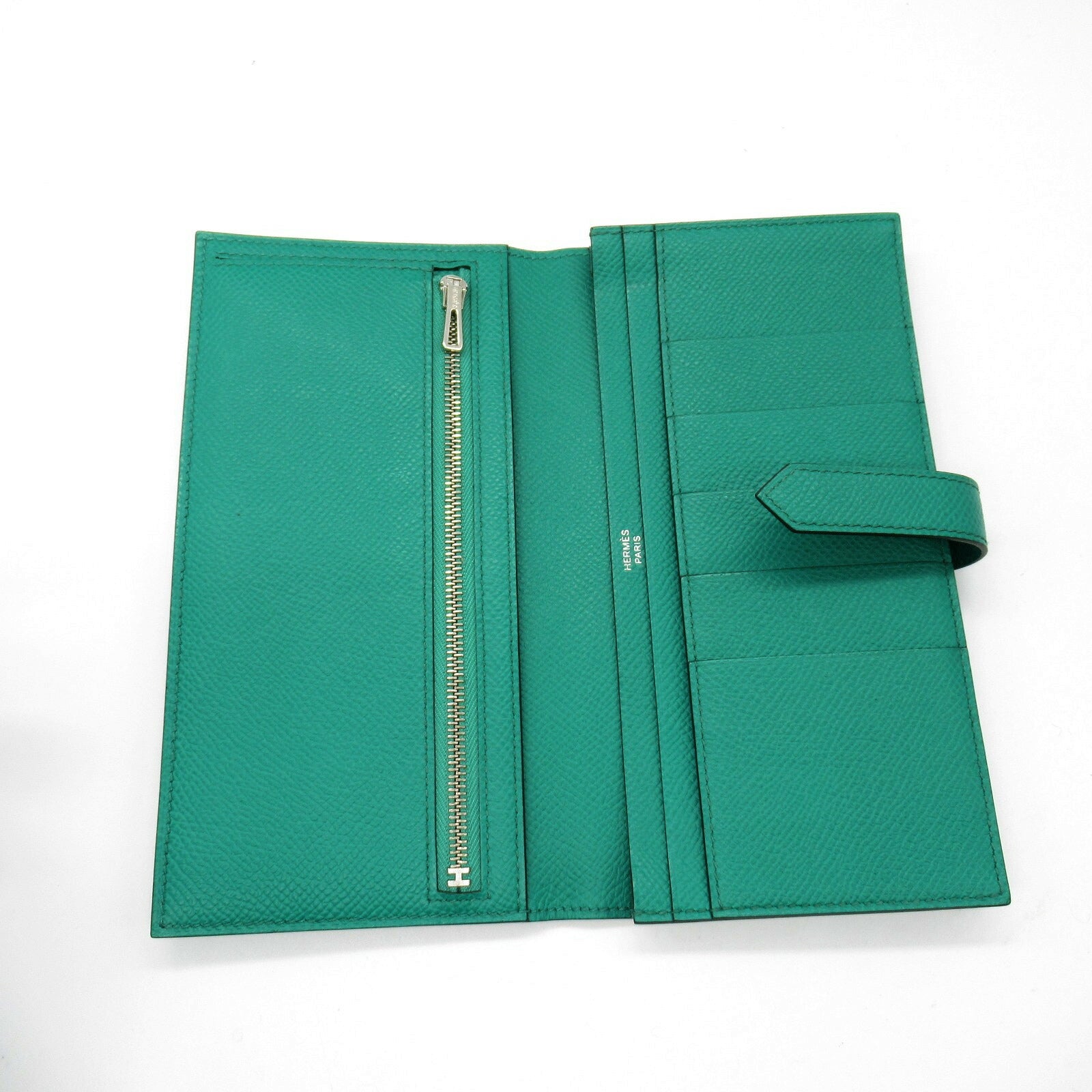 Hermes Bearn Souffle Green Leather Wallet