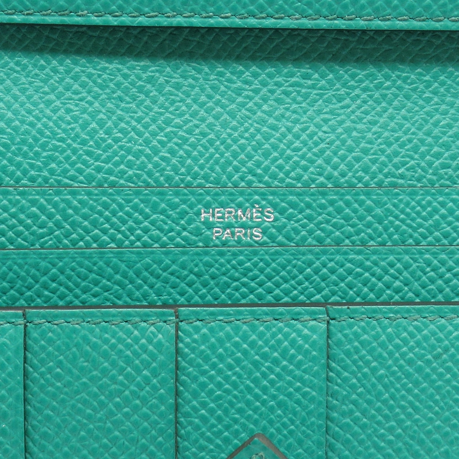 Hermes Bearn Souffle Green Leather Wallet