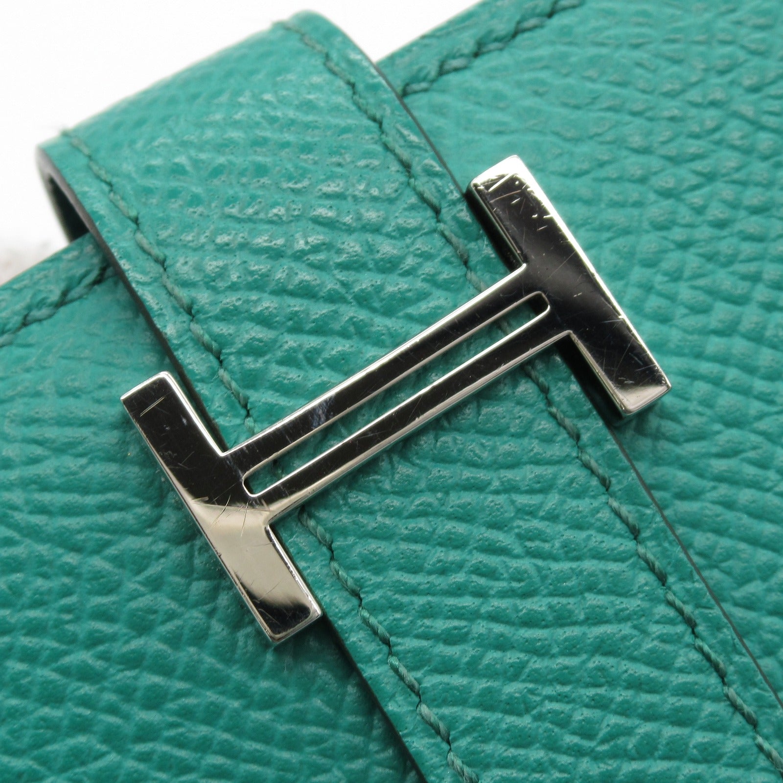 Hermes Bearn Souffle Green Leather Wallet