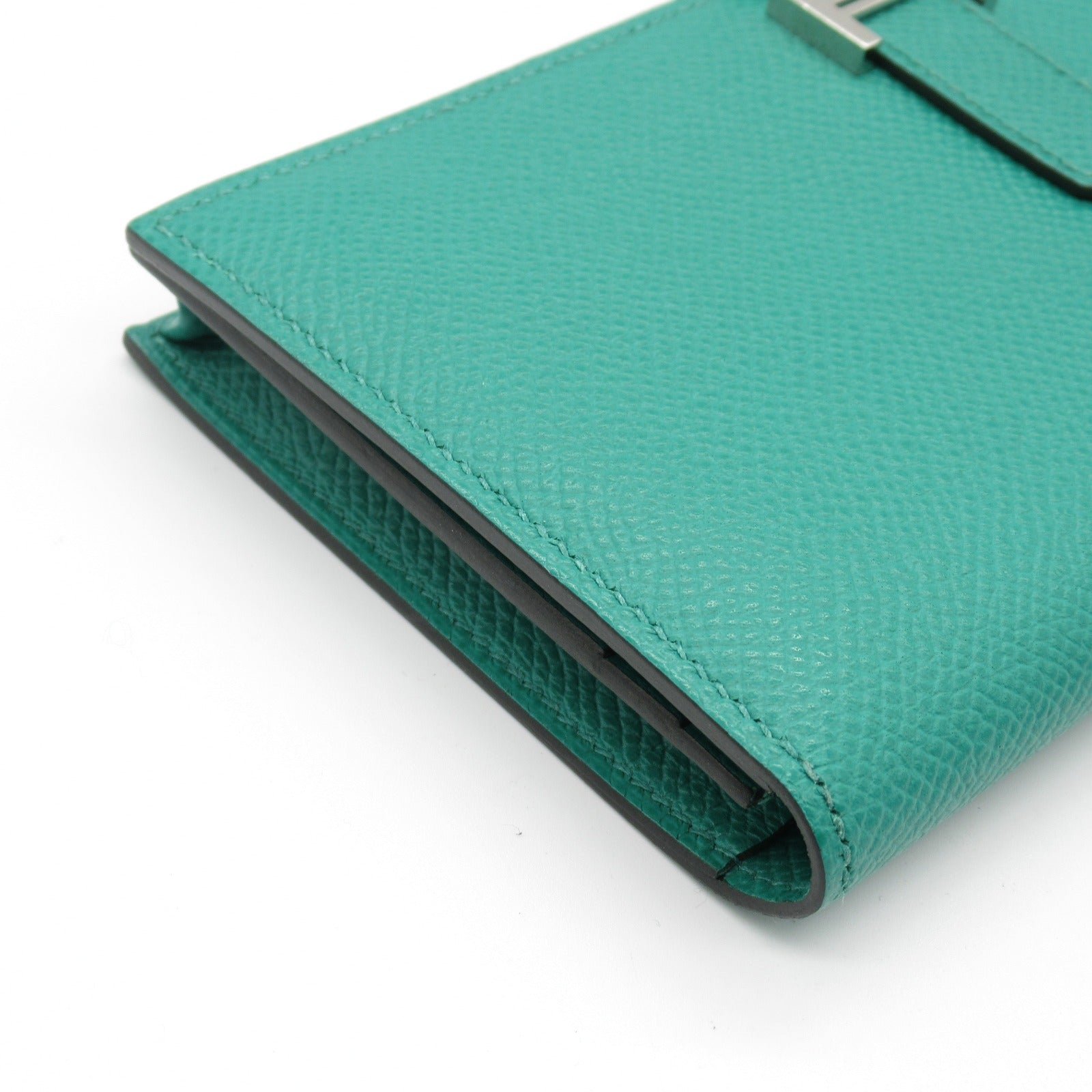 Hermes Bearn Souffle Green Leather Wallet