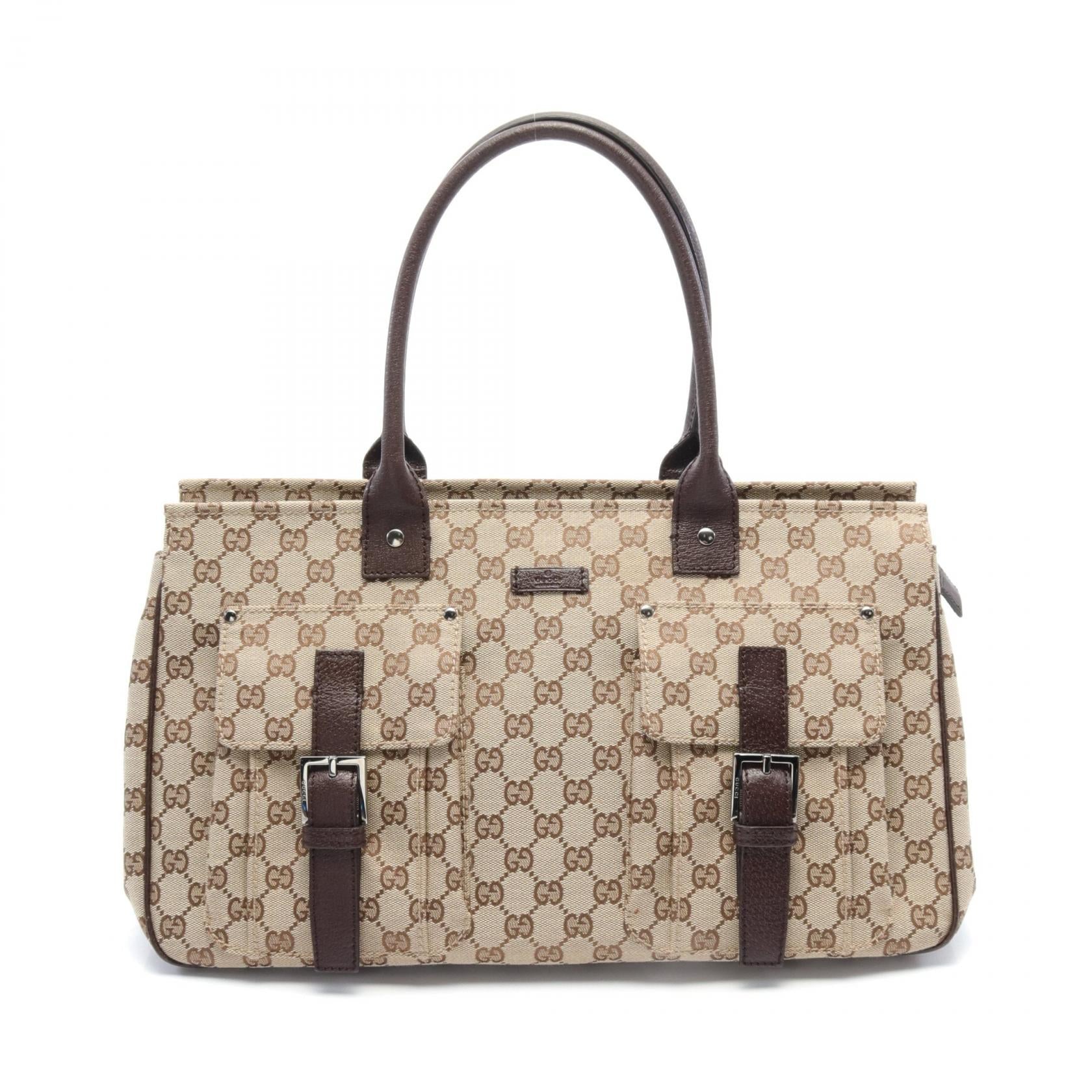 Gucci GG Canvas Handbag Beige/Brown 114267