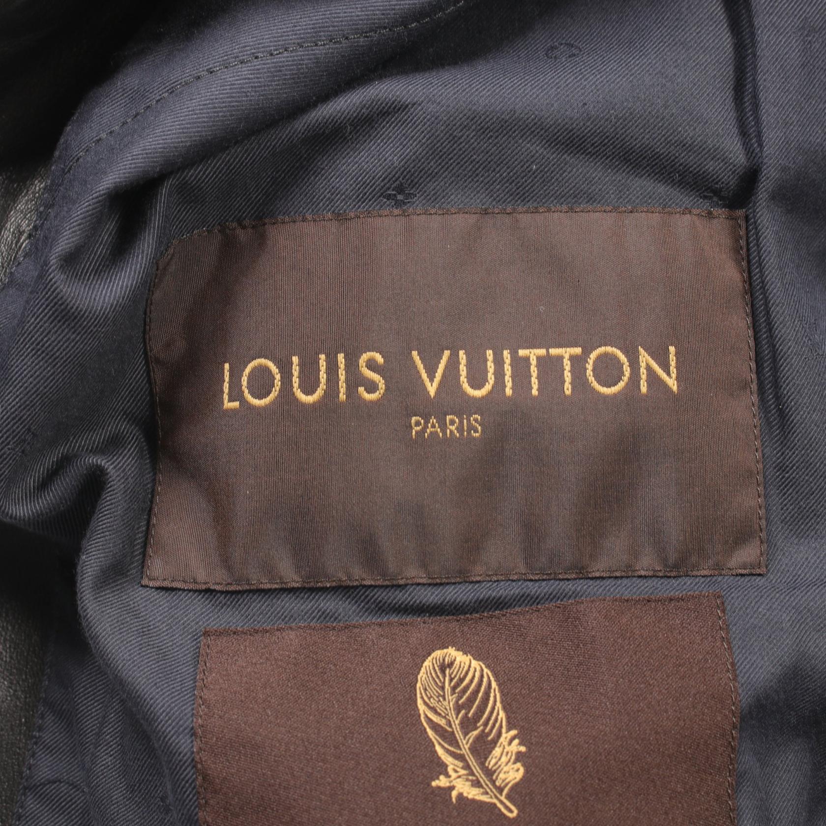 Louis Vuitton Men's Lamb Leather Down Jacket Black