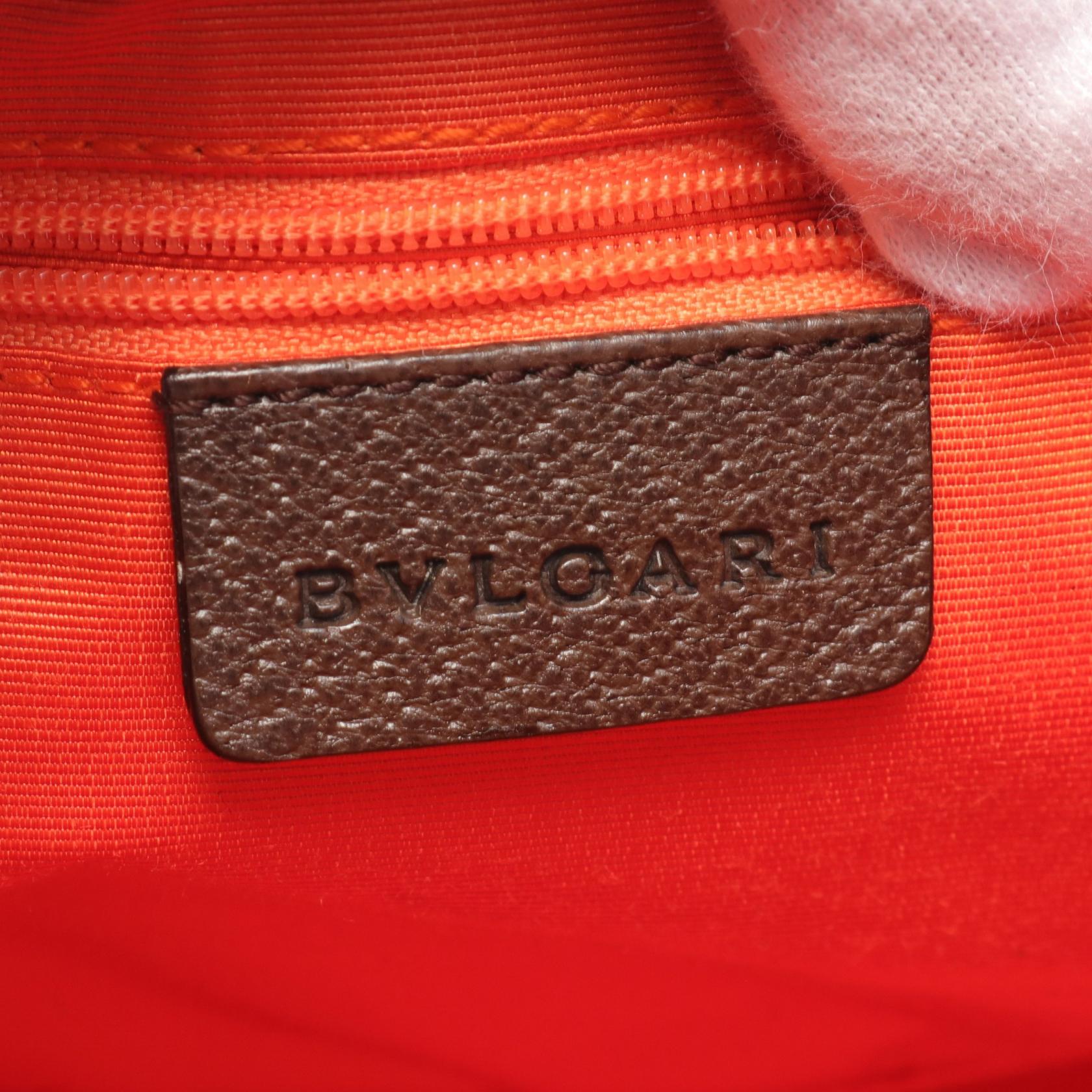 Bvlgari Logo Mania Canvas Leather Shoulder Bag