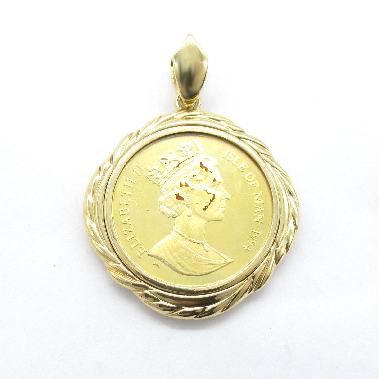 Manx Cat Coin Pendant K18 K24 Gold Jewelry