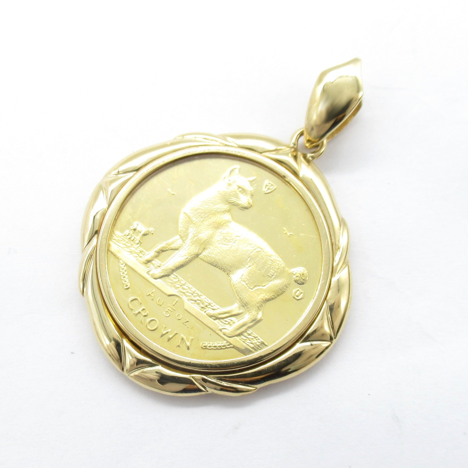 Manx Cat Coin Pendant K18 K24 Gold Jewelry