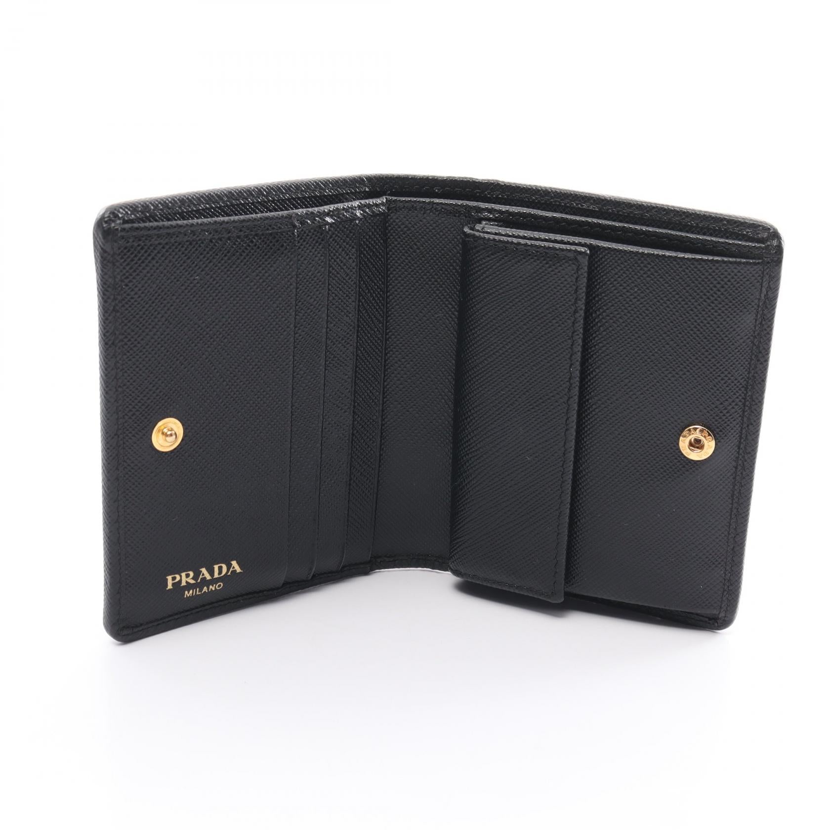 Prada Nylon Saffiano Leather Wallet Black