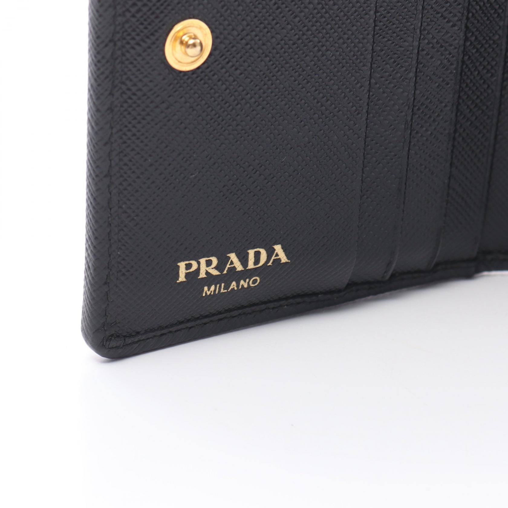 Prada Tessuto & Leather Bifold Compact Wallet Leather Short Wallet 1MV204 in Great Condition