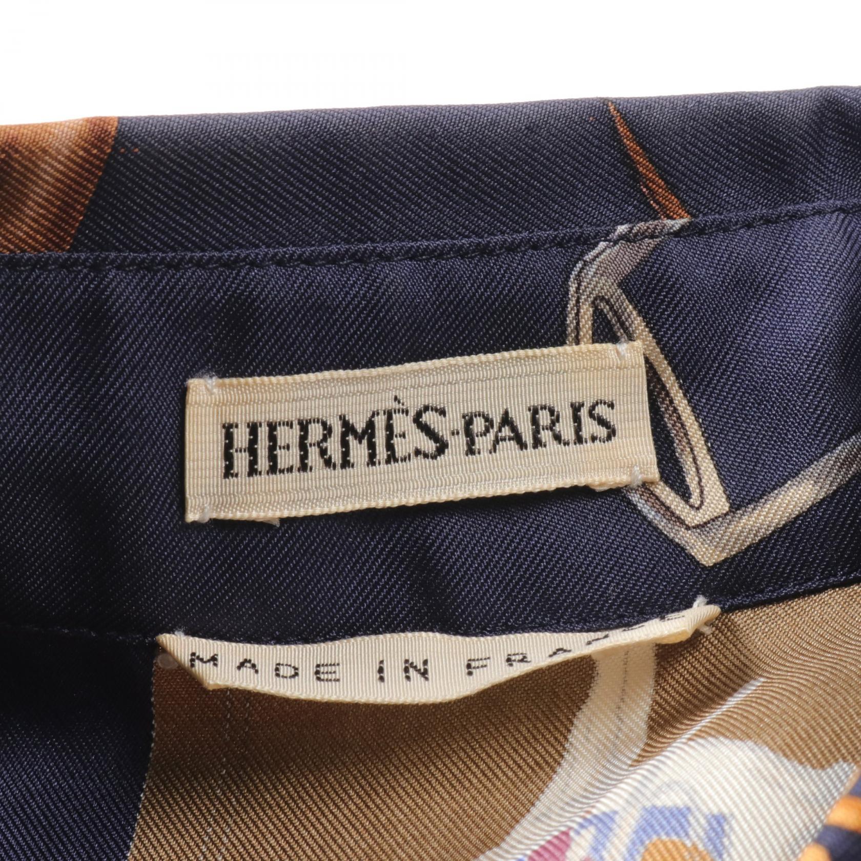 Hermes Silk Blouse Navy Multicolor