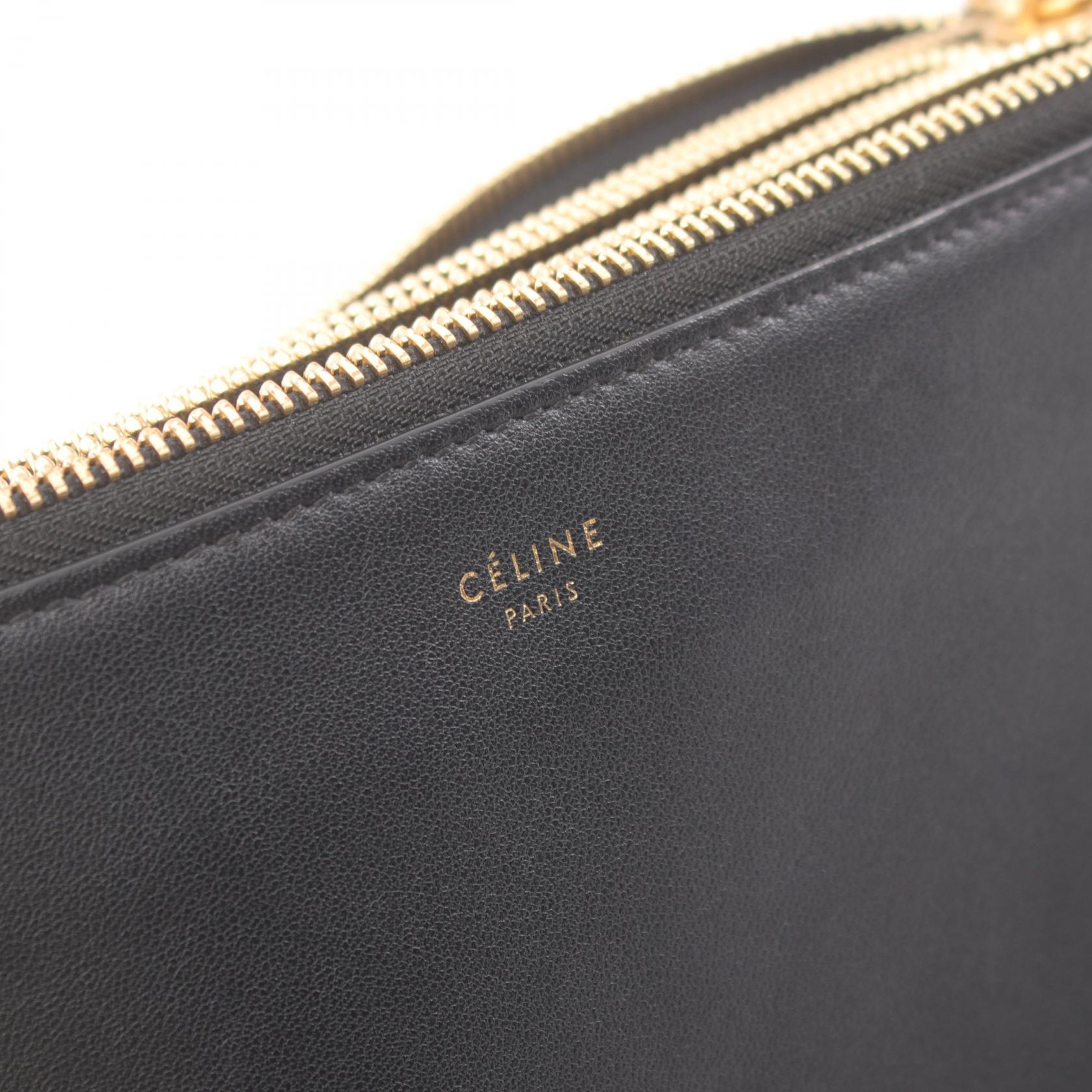 Celine Trio Large Leather Shoulder Bag Black