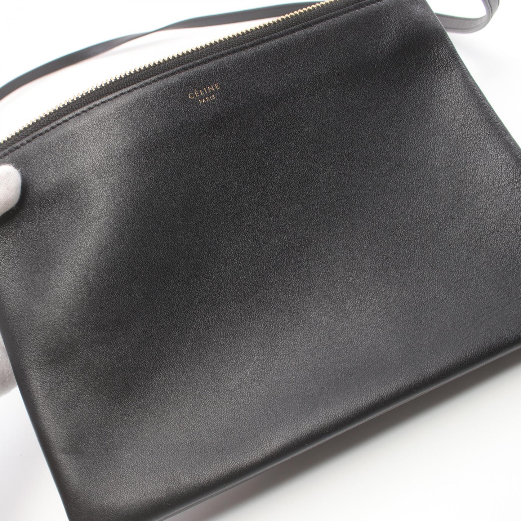 Celine Trio Large Leather Shoulder Bag Black