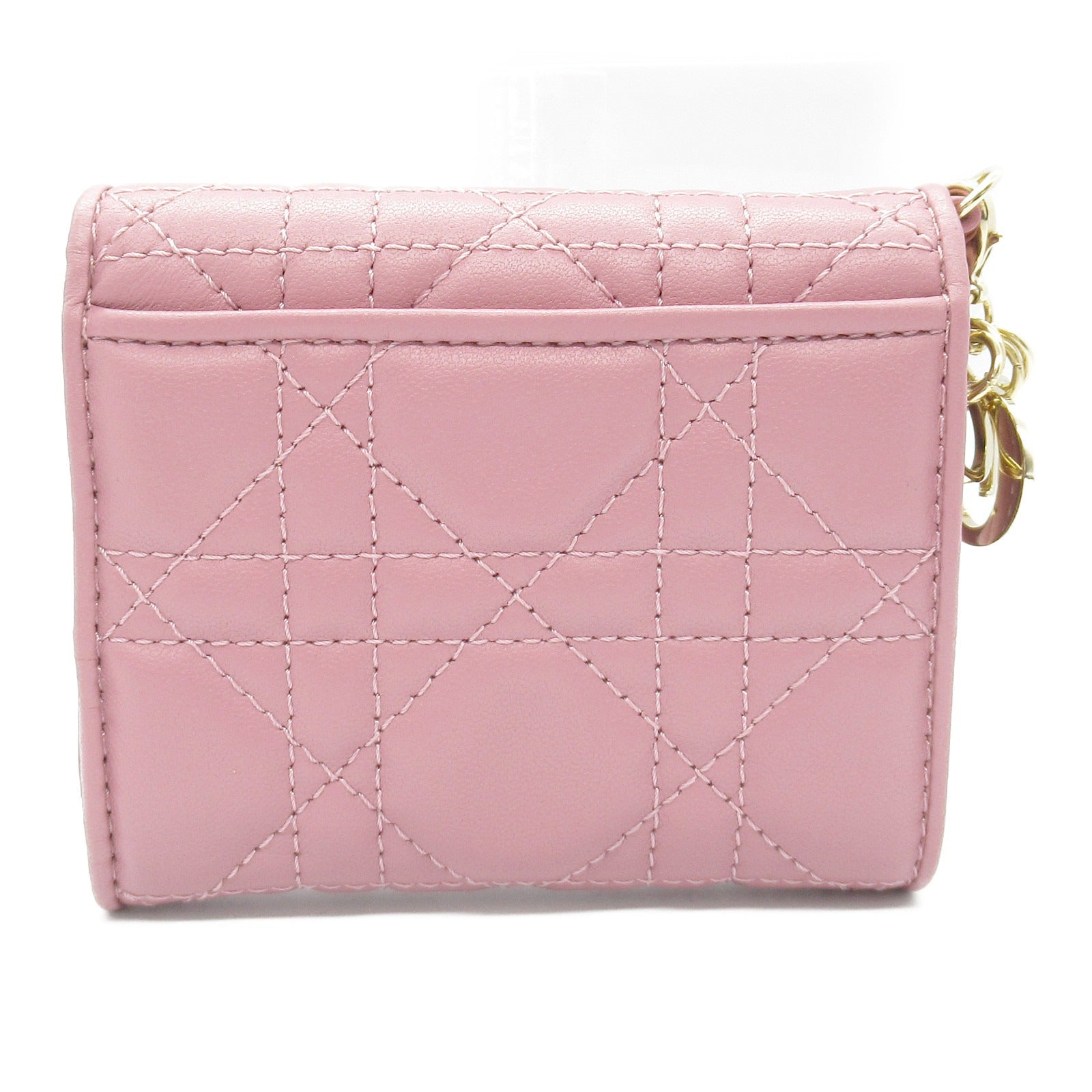 Dior Lady Dior Lambskin Trifold Wallet Pink